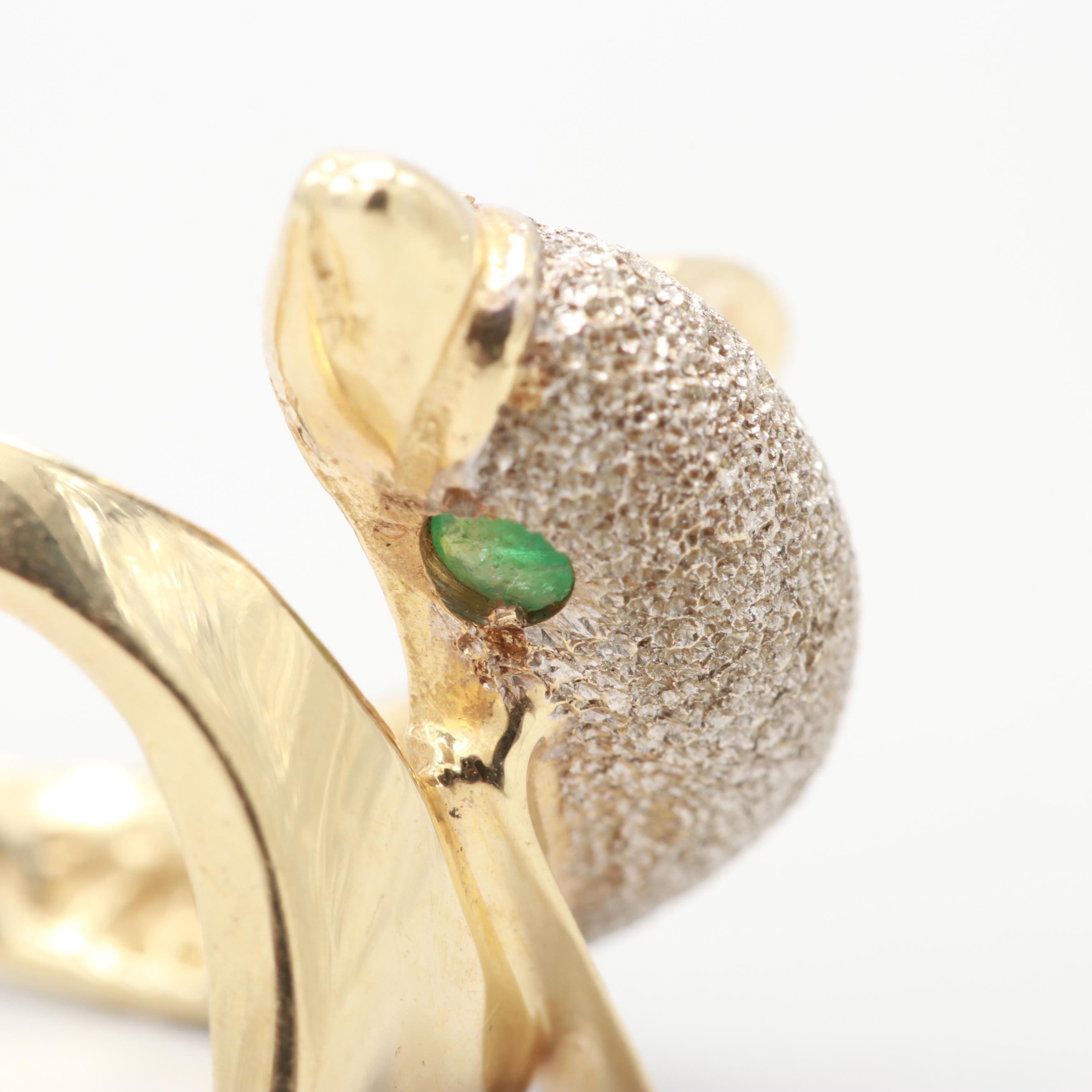 14K Gold and Emerald Dolphin Ring