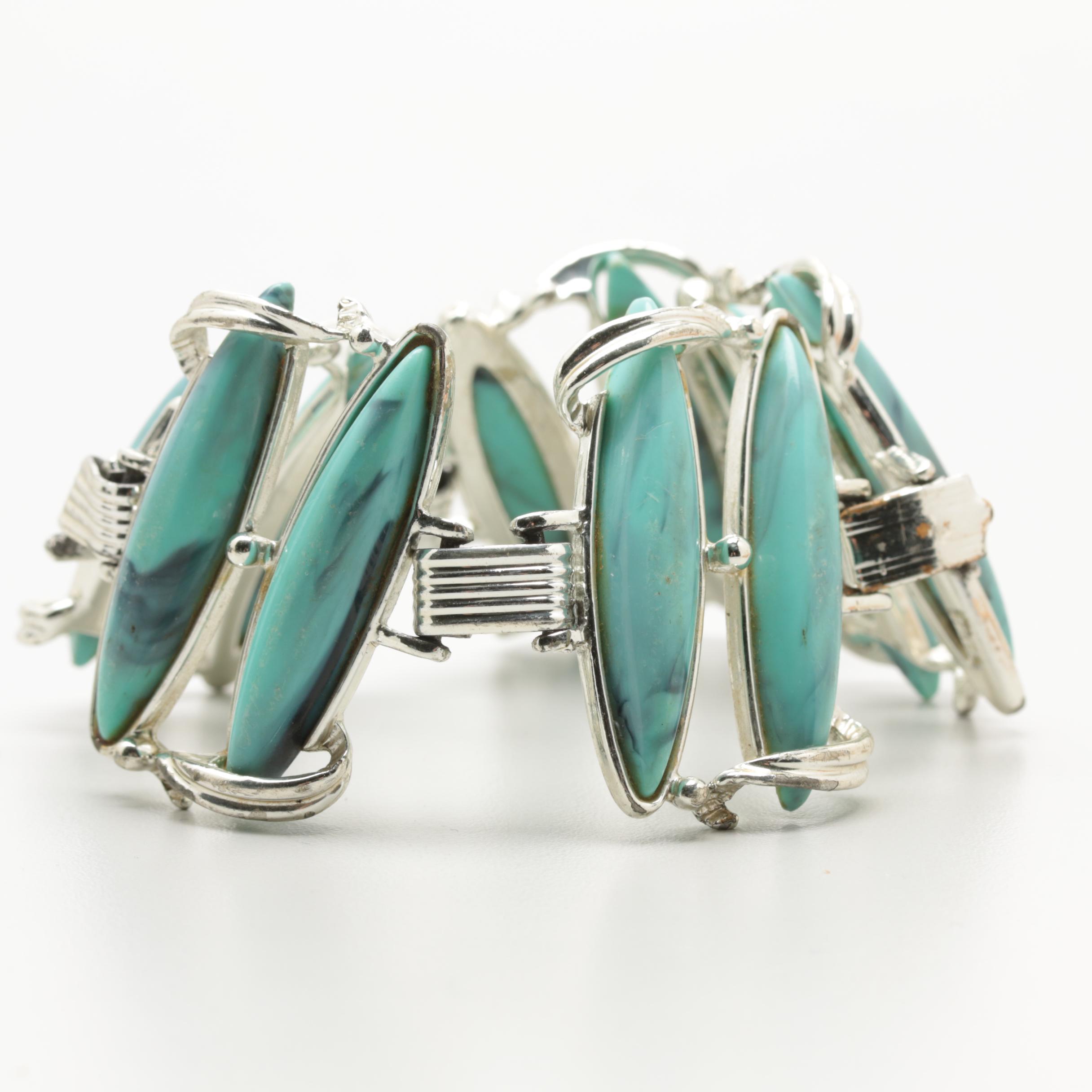 1960s Acrylic Parure and Bracelets Including Opalized, Speckled