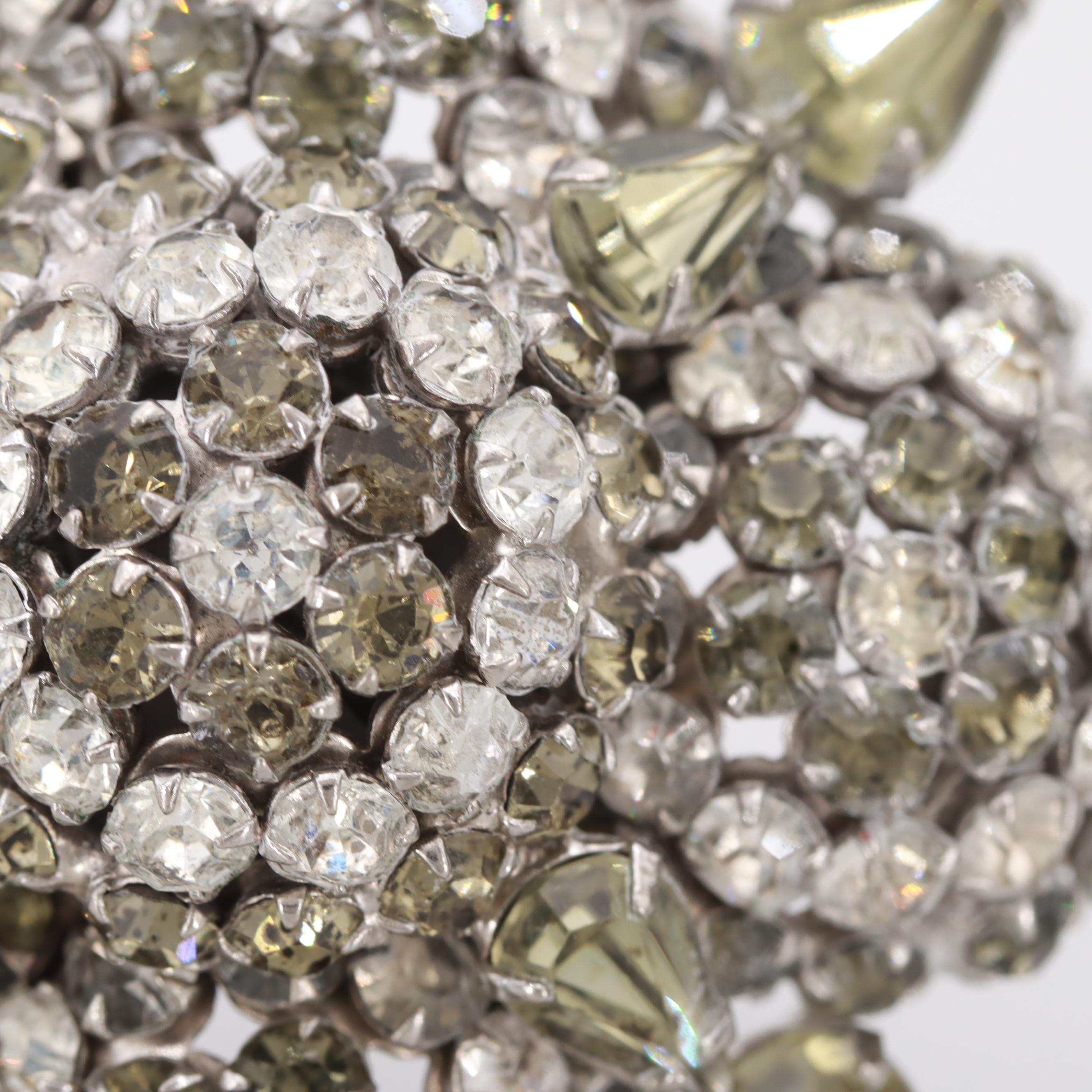 Oversized Mid Century Warner Rhinestone Brooch