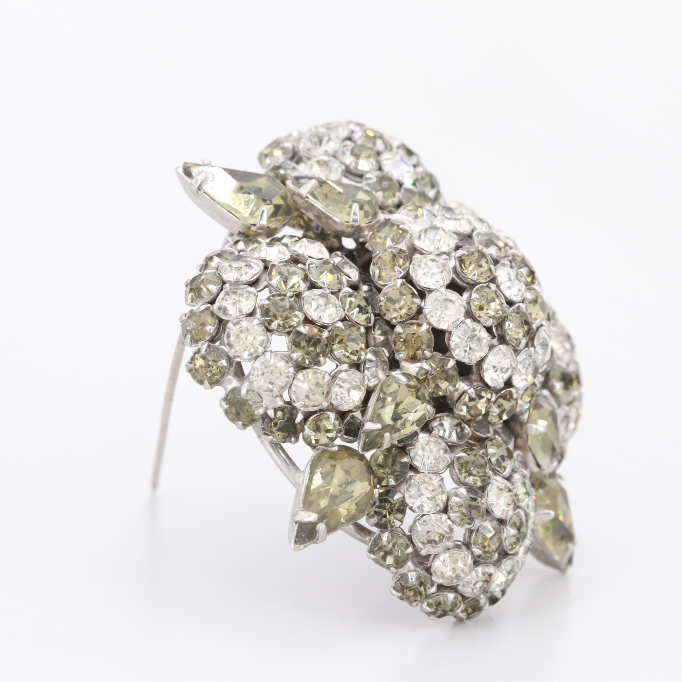 Oversized Mid Century Warner Rhinestone Brooch