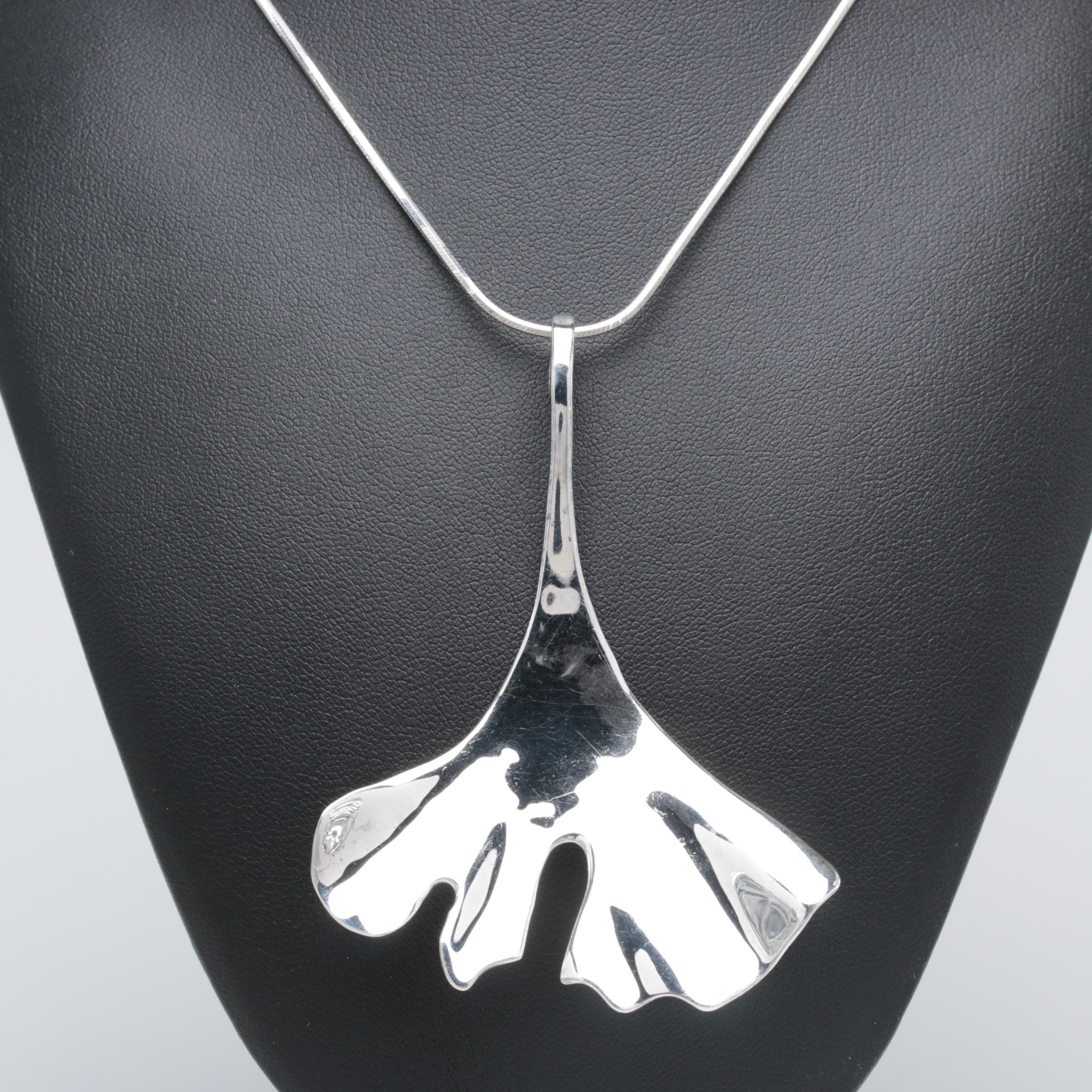 Robert Lee Morris RLM Sterling Silver Ginko Leaf Necklace