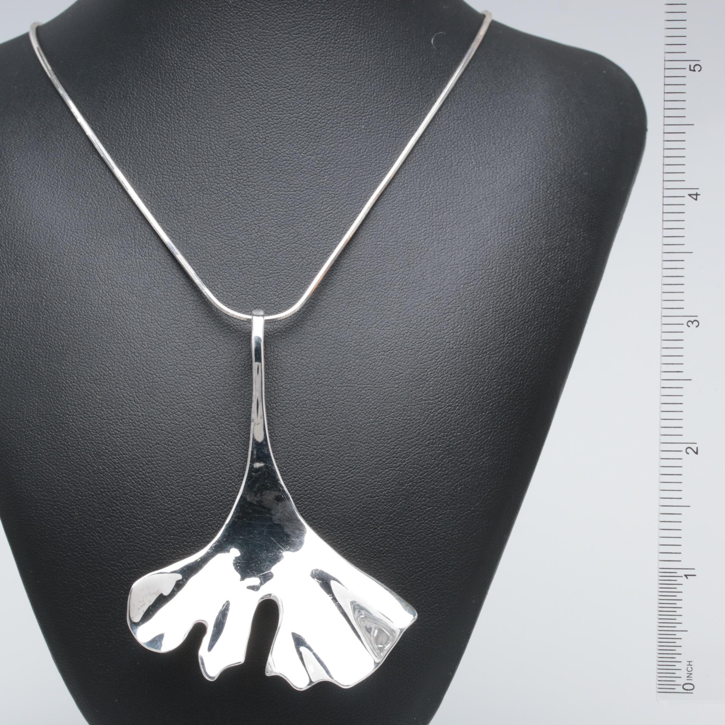 Robert Lee Morris RLM Sterling Silver Ginko Leaf Necklace