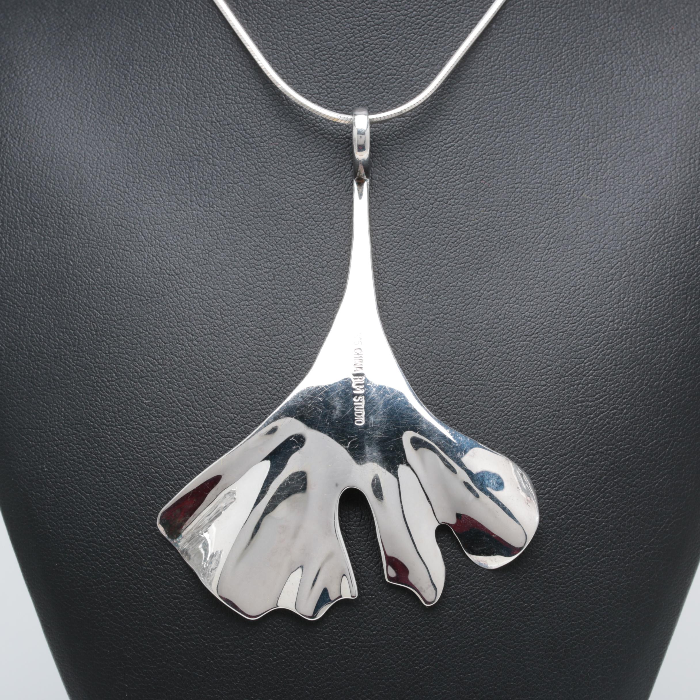 Robert Lee Morris RLM Sterling Silver Ginko Leaf Necklace