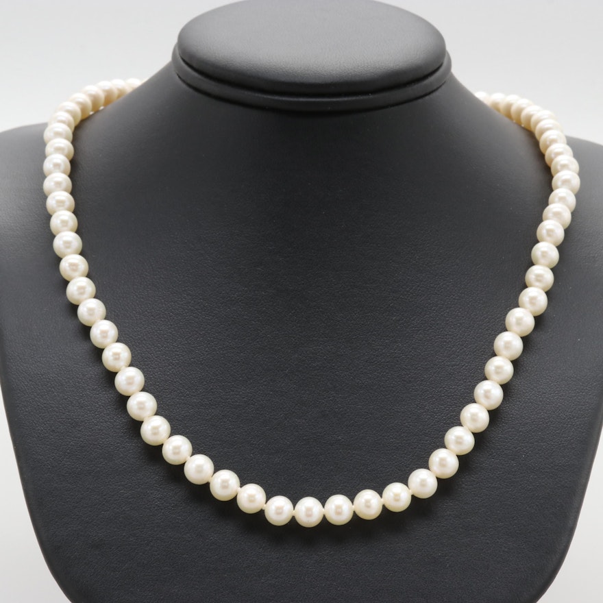 14K Yellow Gold Cultured Pearl Necklace