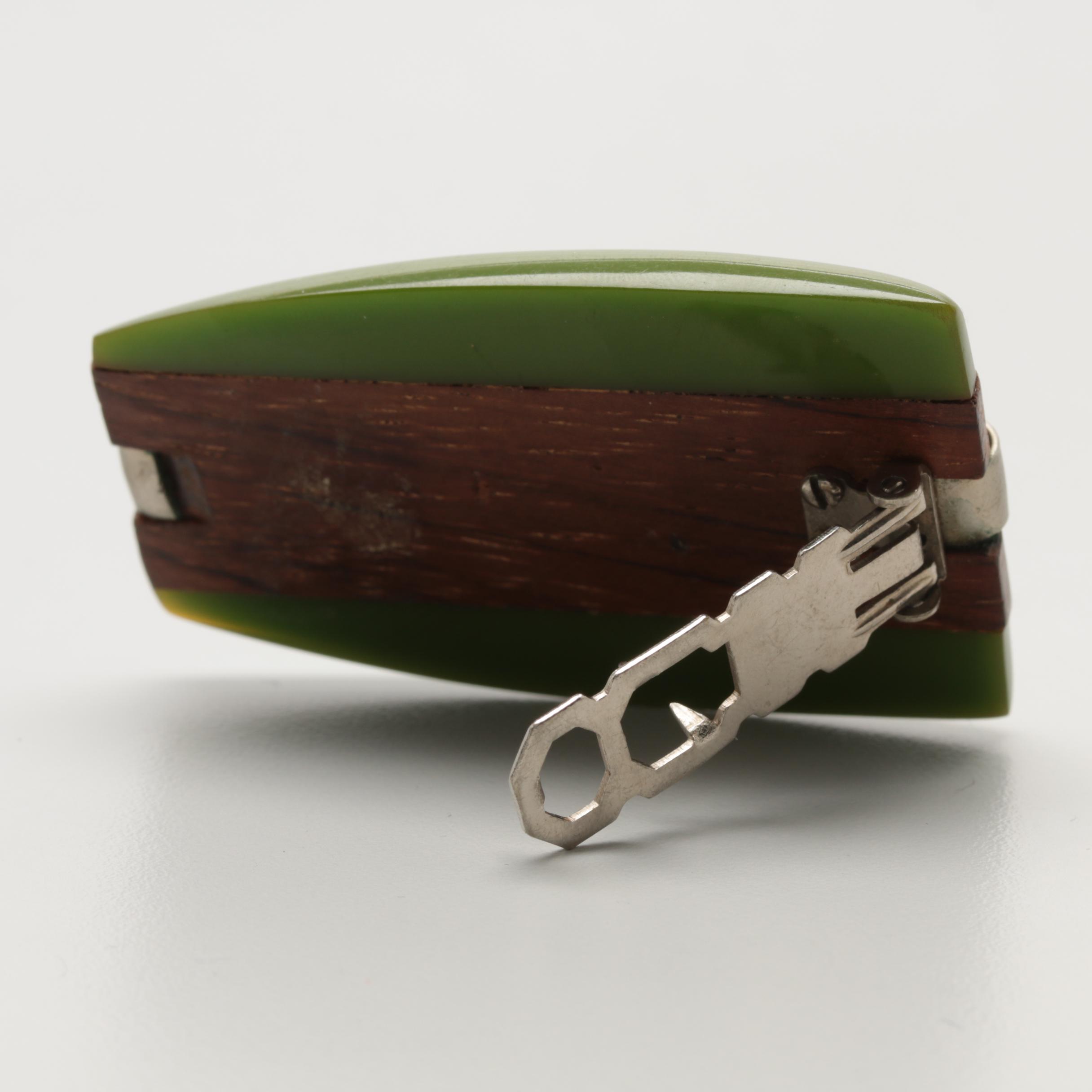 1940s Bakelite Collection Including Bracelets, Pendant and Clips