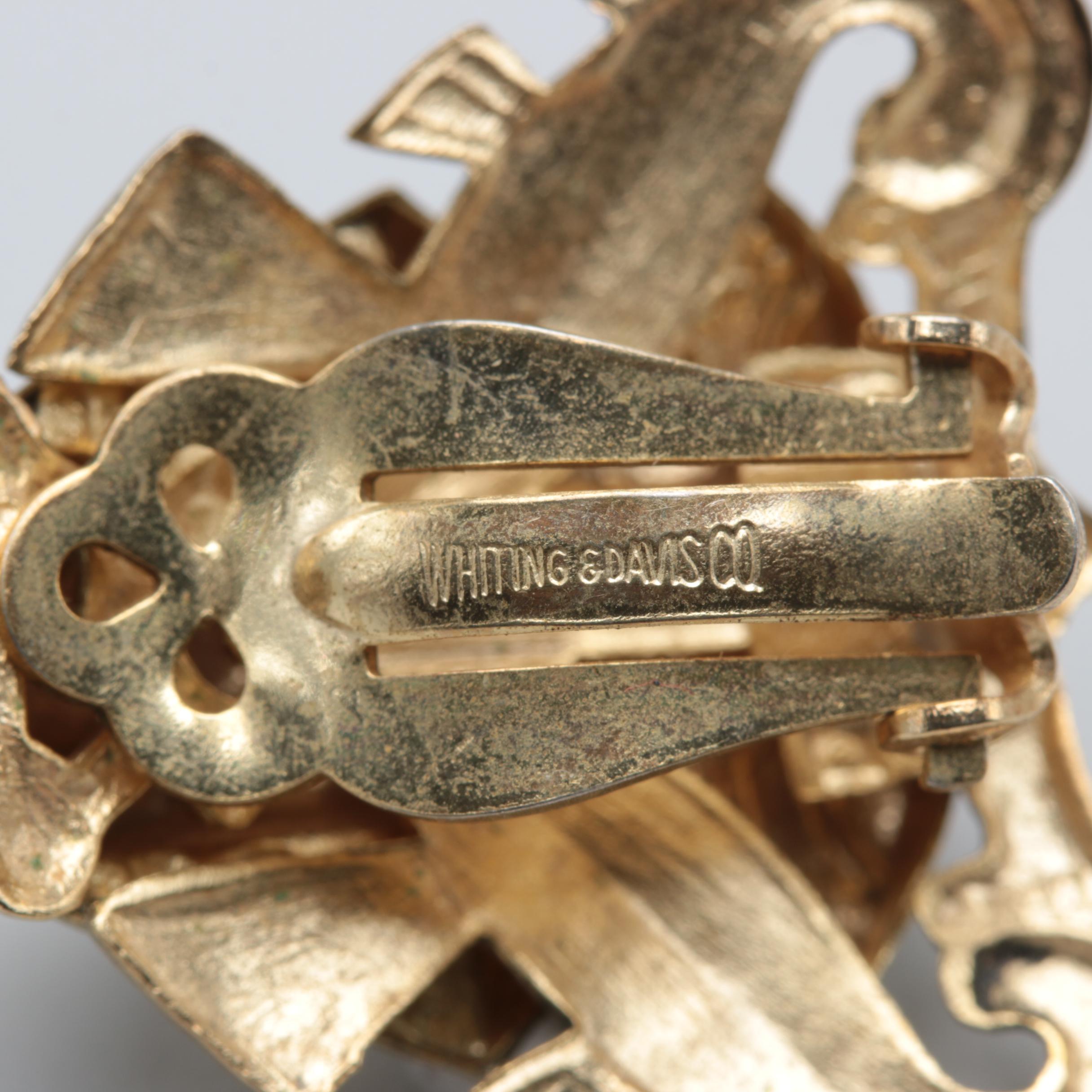 1970s Whiting and Davis Egyptian Revival King Tut and Sphinx Jewelry Set