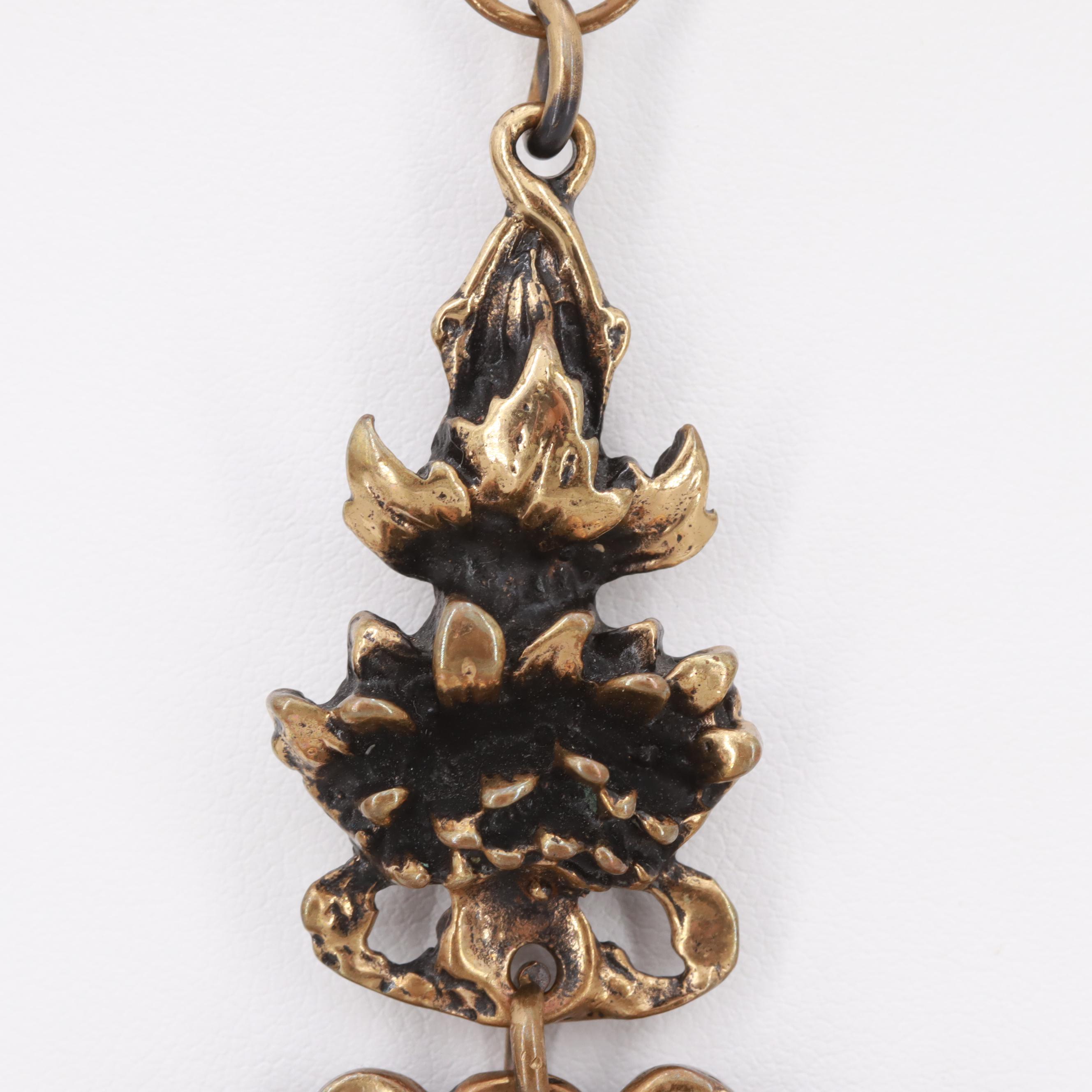 1970s Brutalist S. Sarpaneva Finland Agate Lotus Necklace