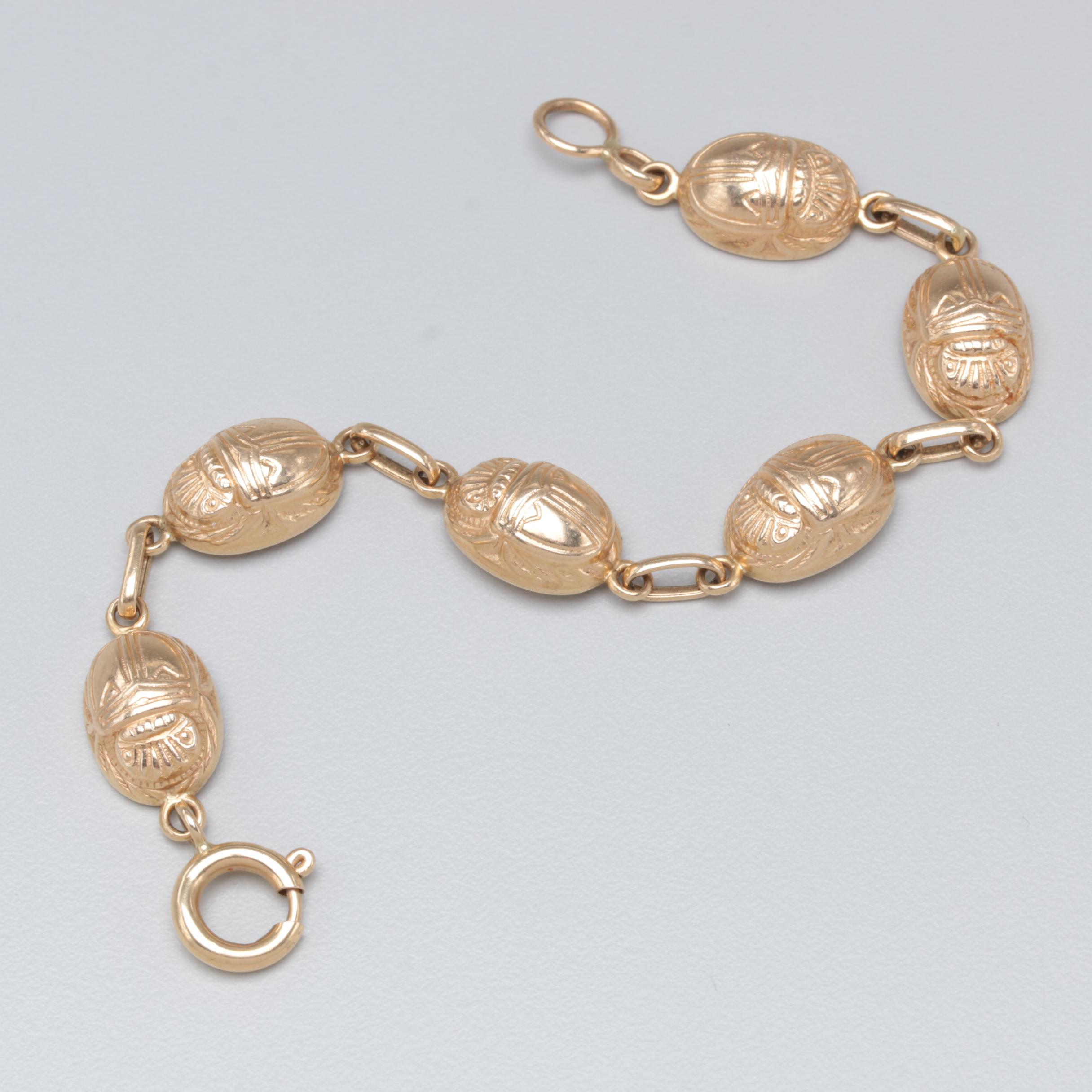 14K Yellow Gold Scarab Bracelet