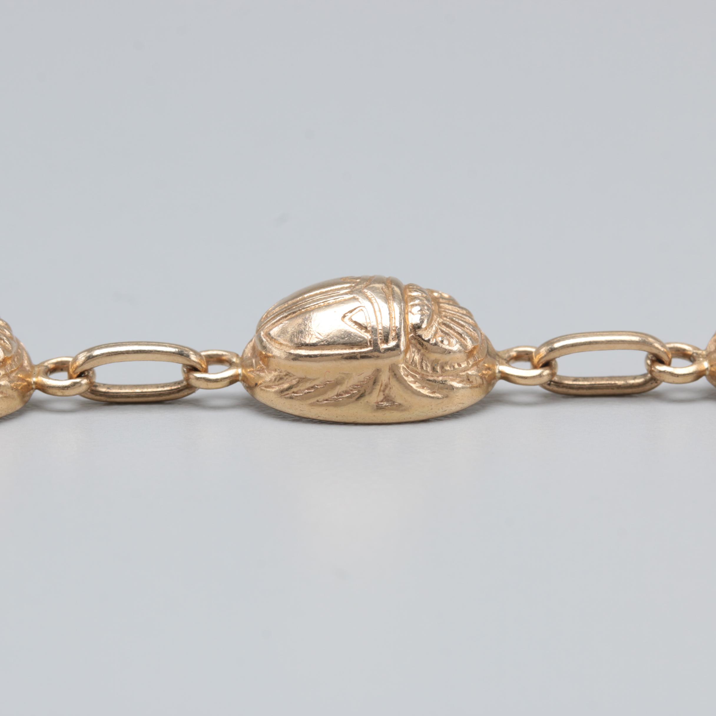 14K Yellow Gold Scarab Bracelet