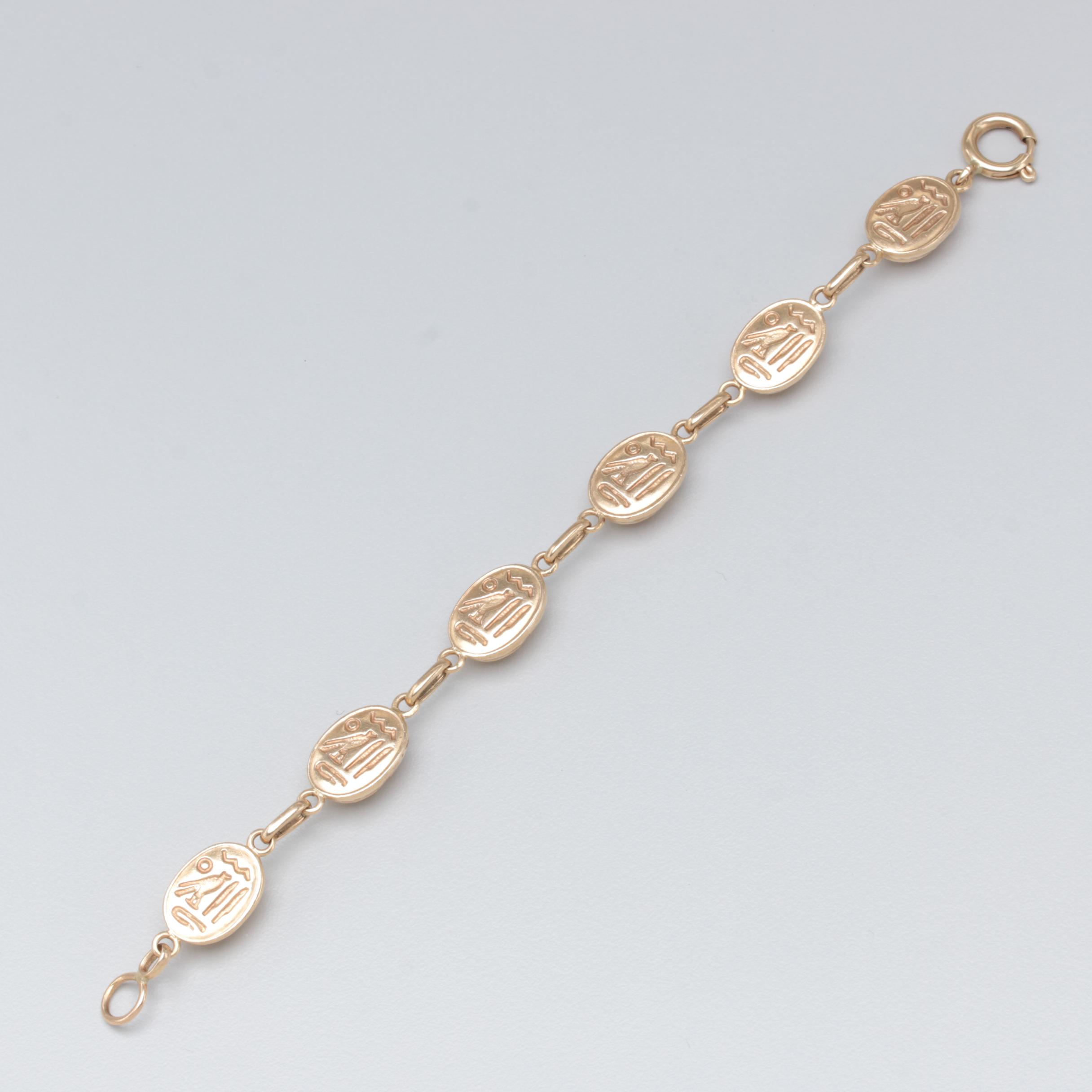 14K Yellow Gold Scarab Bracelet