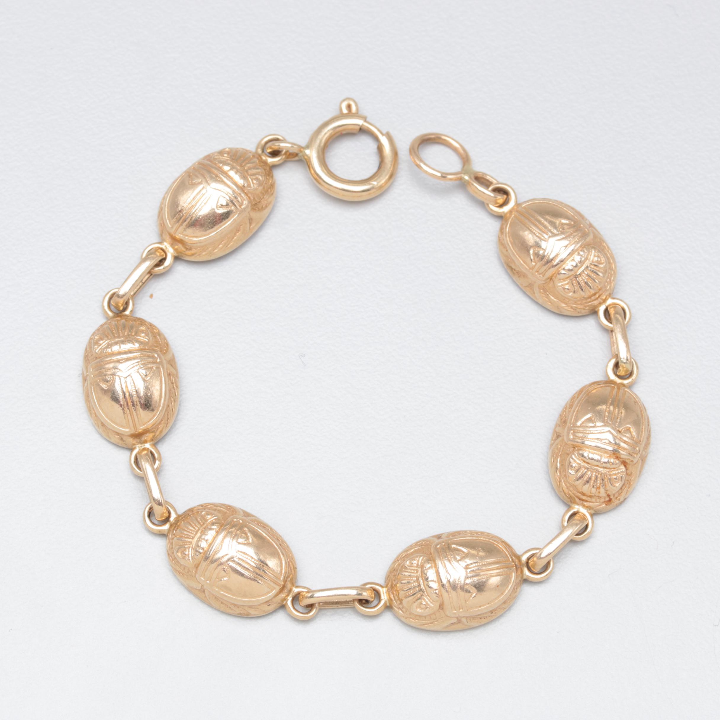 14K Yellow Gold Scarab Bracelet
