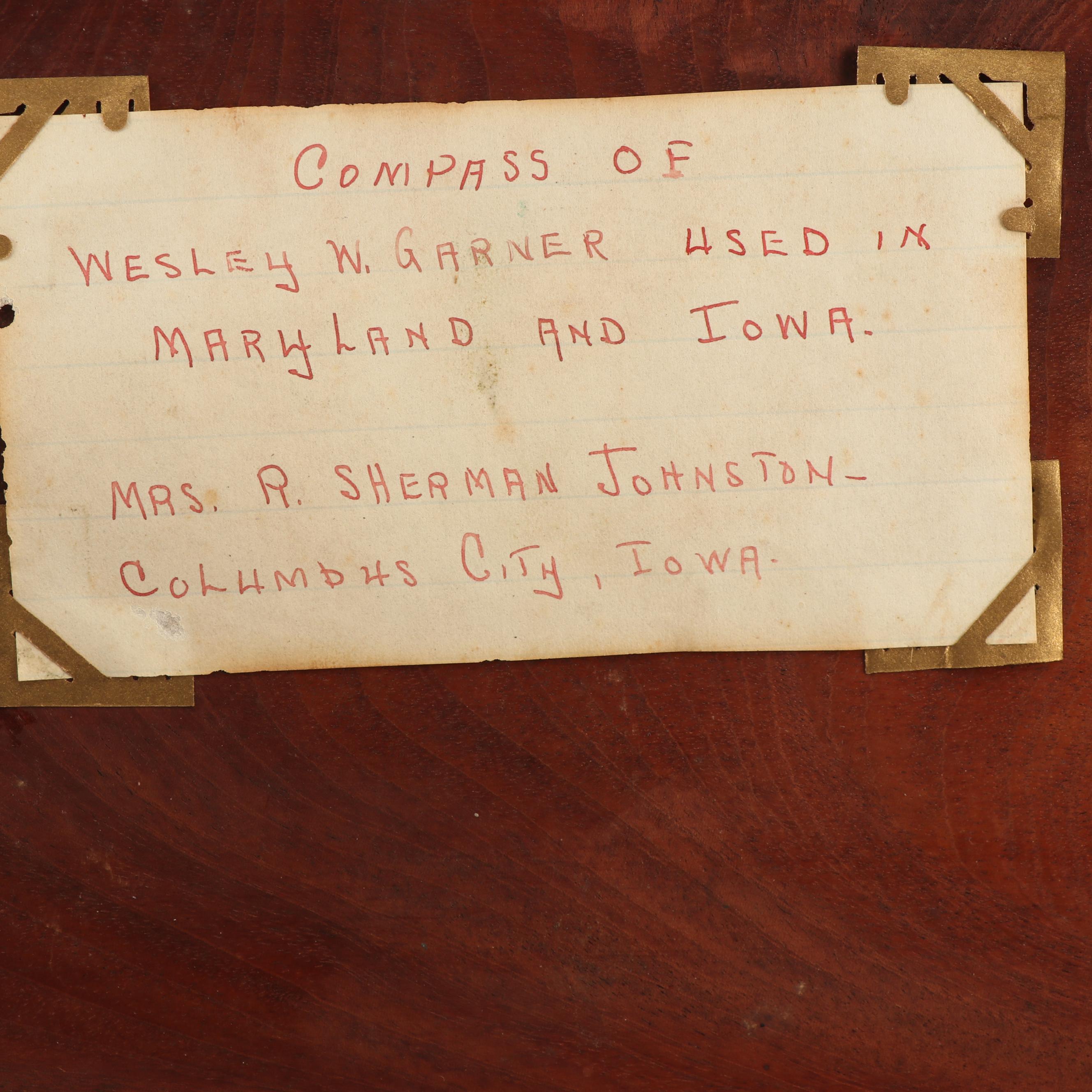 Archive of the Wesley Garner Family; J.W. Hagger, Baltimore Surveying Compass