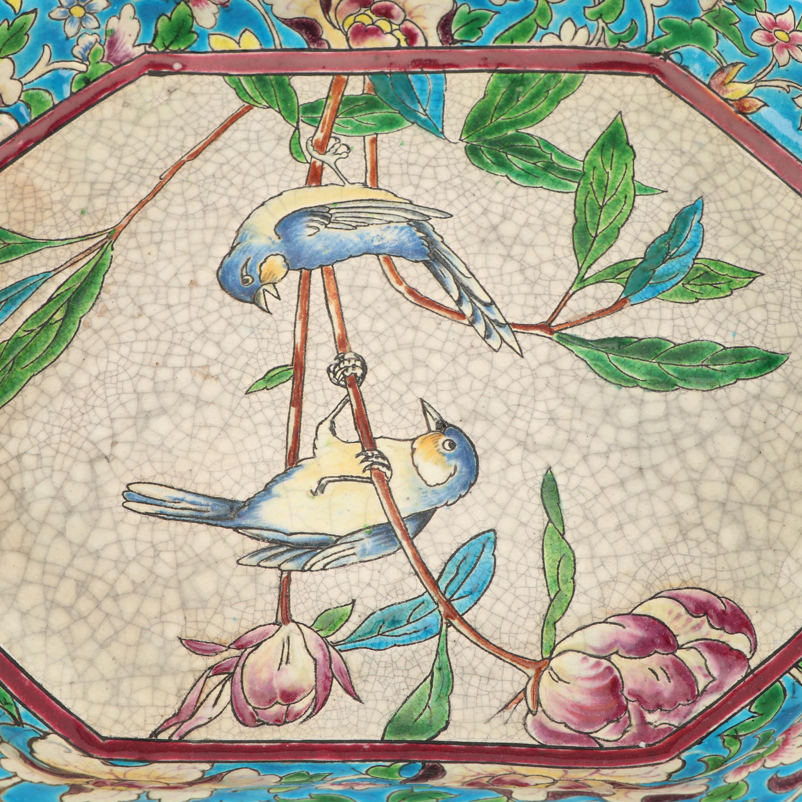 Longwy Brass Mounted Émail Cloisonné Centerpiece, Late 19th Century