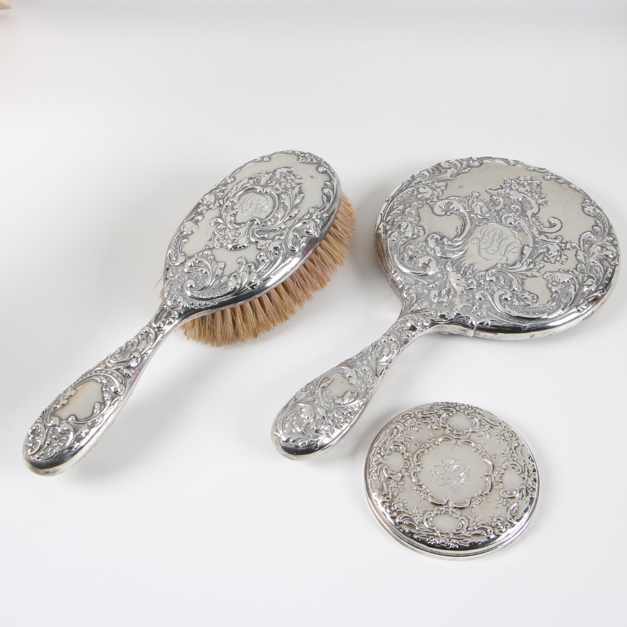 Art Nouveau R. Wallace & Sons and Towle Sterling Silver Vanity Pieces