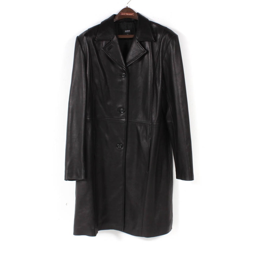 Women's Alfani Outerwear Black Leather Coat