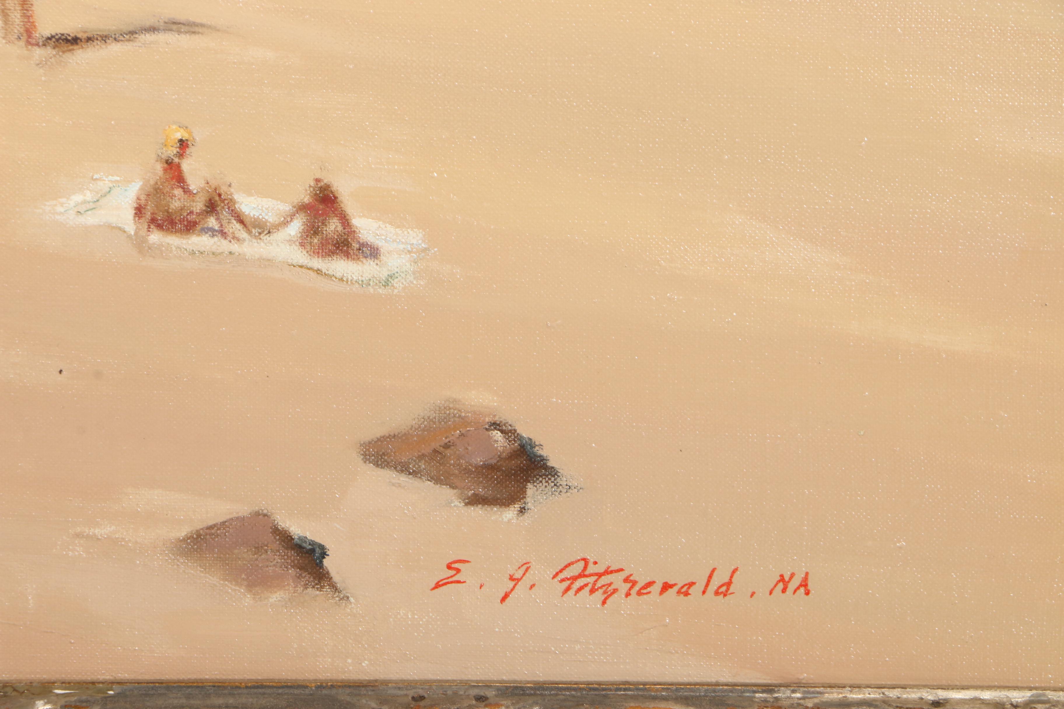 Edmond J. Fitzgerald Monumental Oil Painting "Ogunquit Beaches"