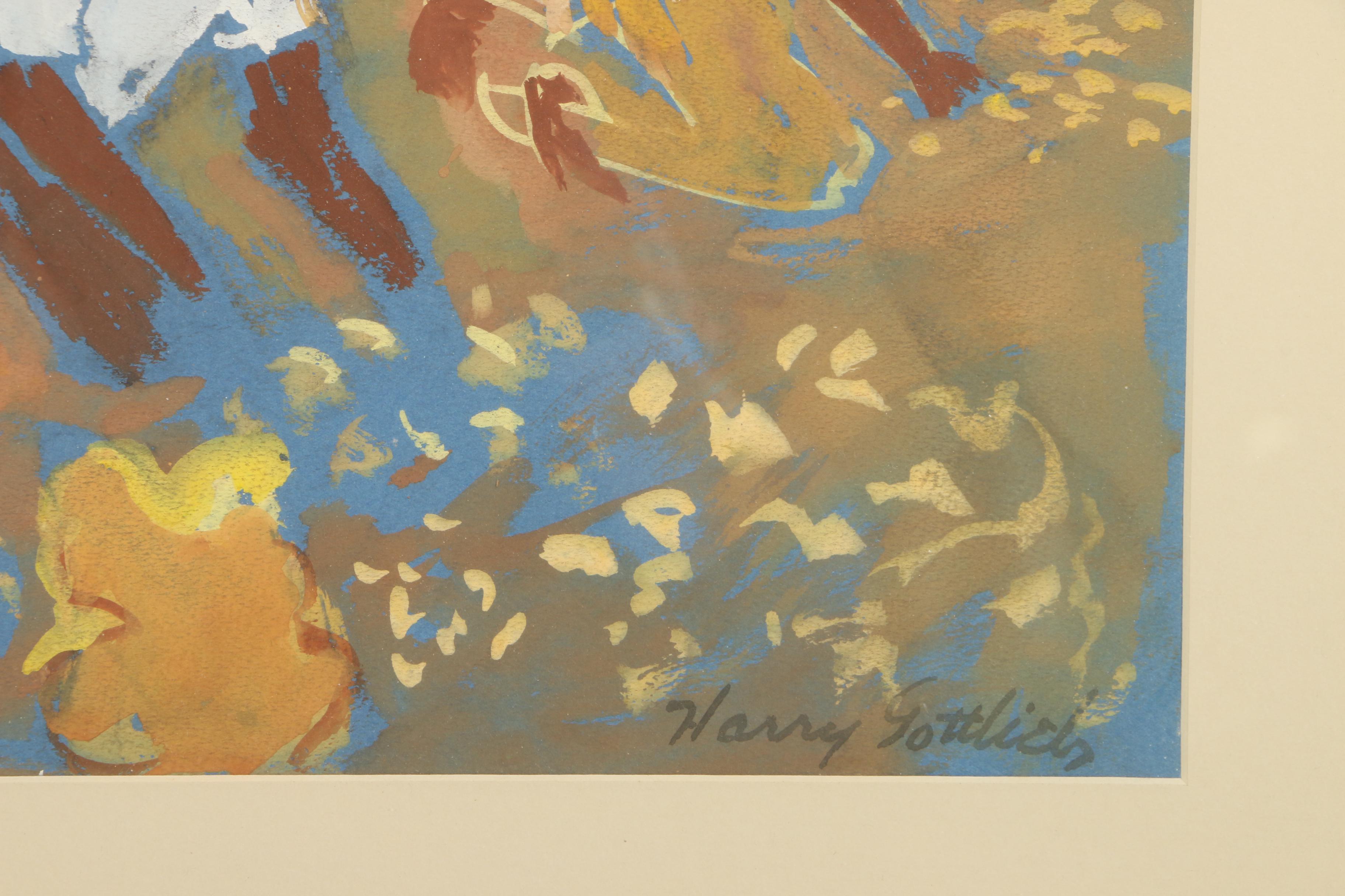 Harry Gottlieb Gouache and Watercolor Painting of Harvesters