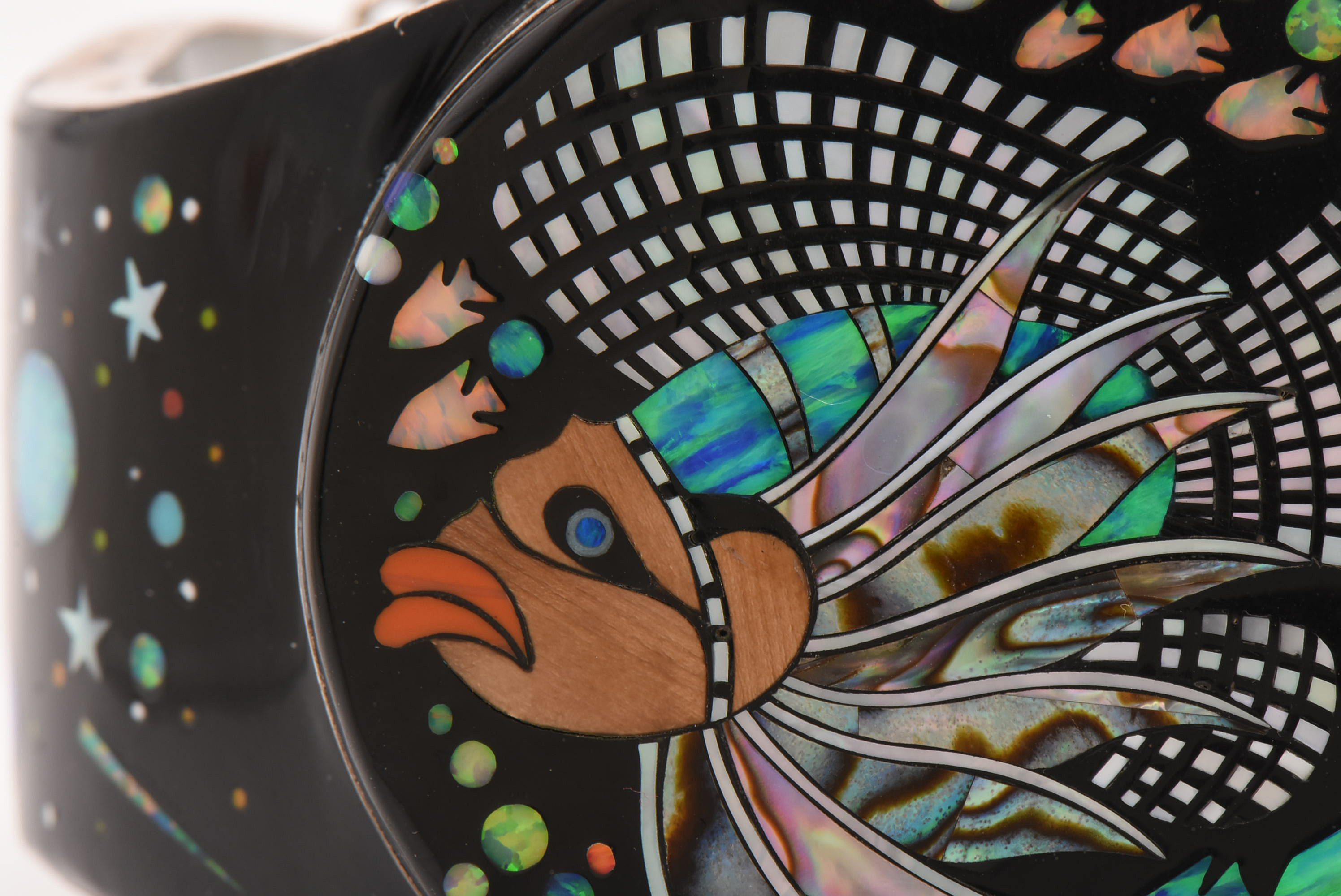 Rosa Jack Navajo Diné Sterling Silver Mother of Pearl, Abalone and Opal Bracelet