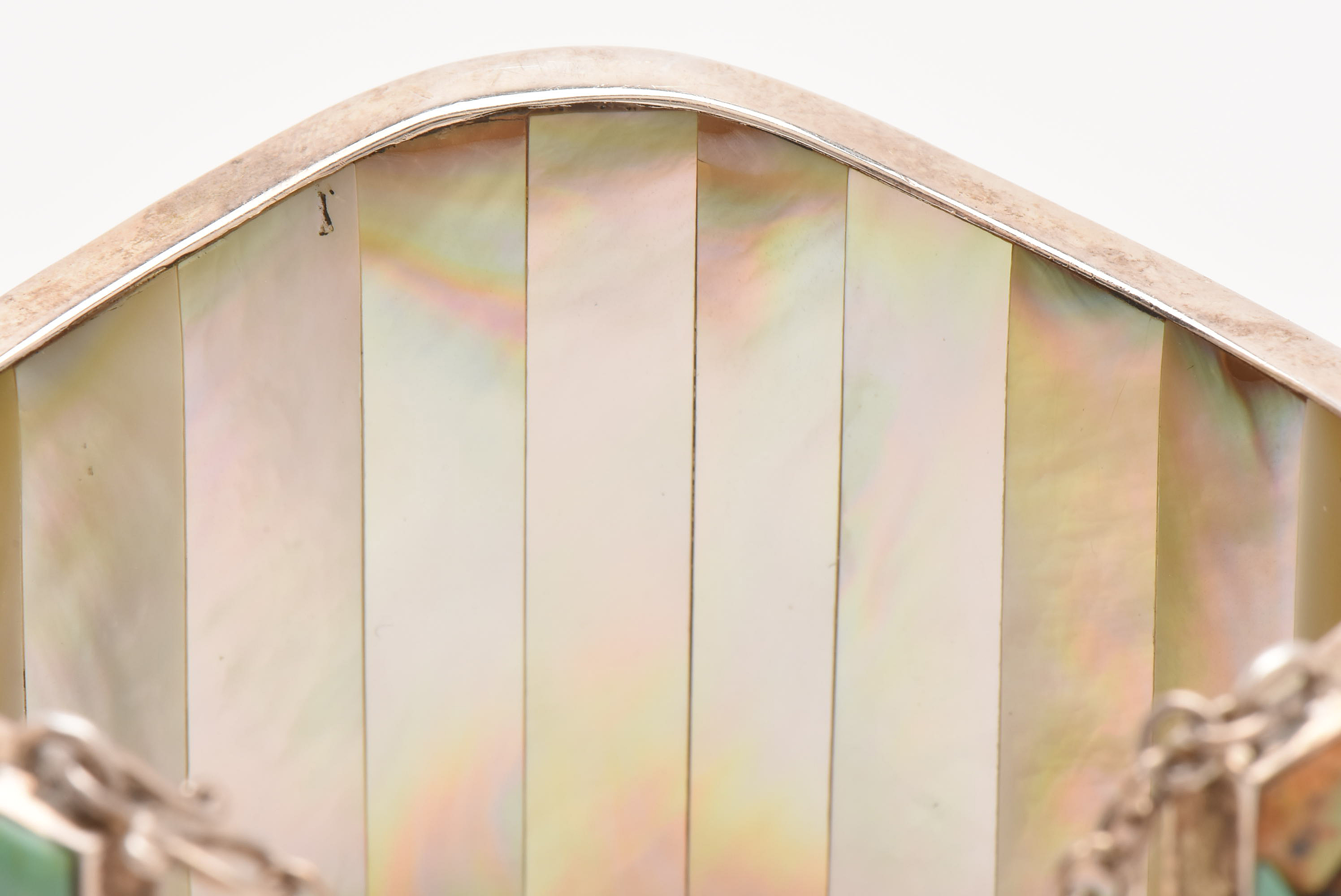 Rosa Jack Navajo Diné Sterling Silver Mother of Pearl, Abalone and Opal Bracelet