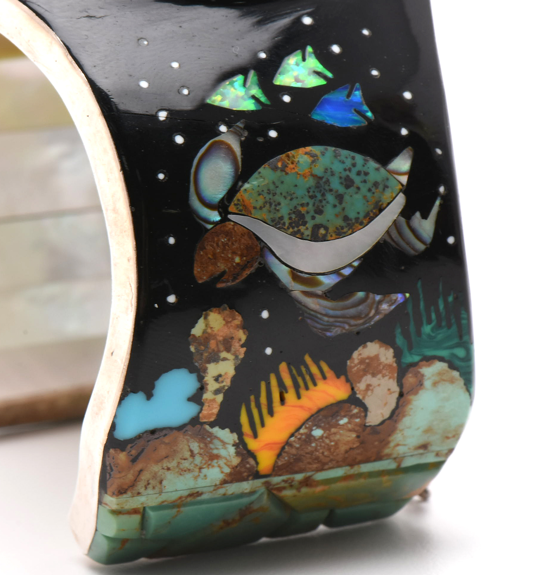 Rosa Jack Navajo Diné Sterling Silver Mother of Pearl, Abalone and Opal Bracelet