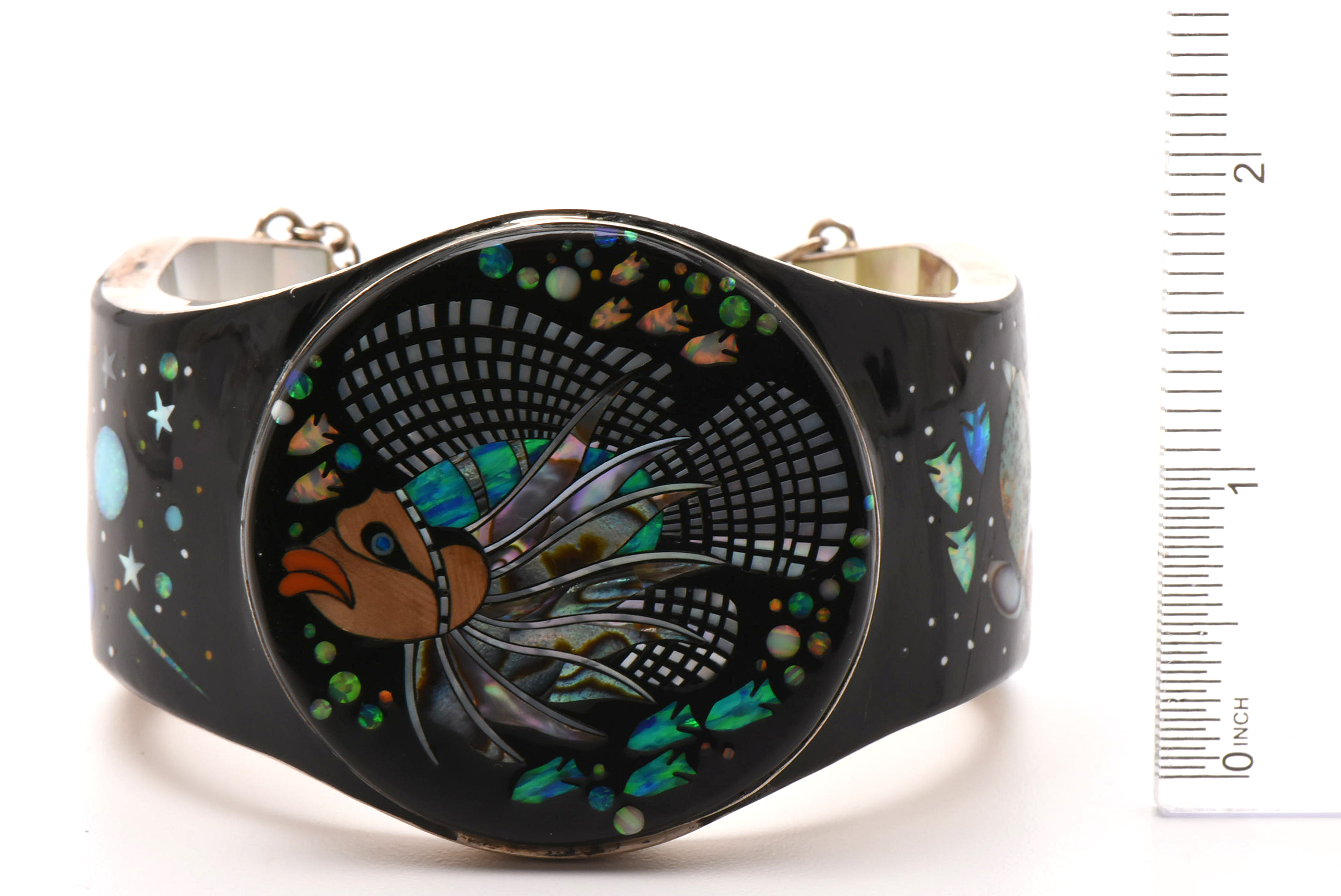 Rosa Jack Navajo Diné Sterling Silver Mother of Pearl, Abalone and Opal Bracelet