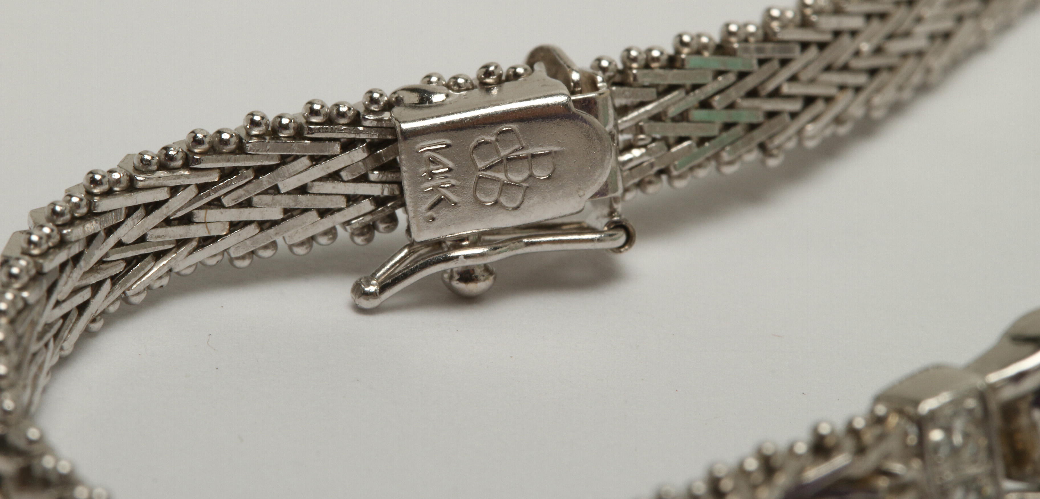 14K White Gold 3.53 CT Emerald and Diamond Converted Watch Band Bracelet