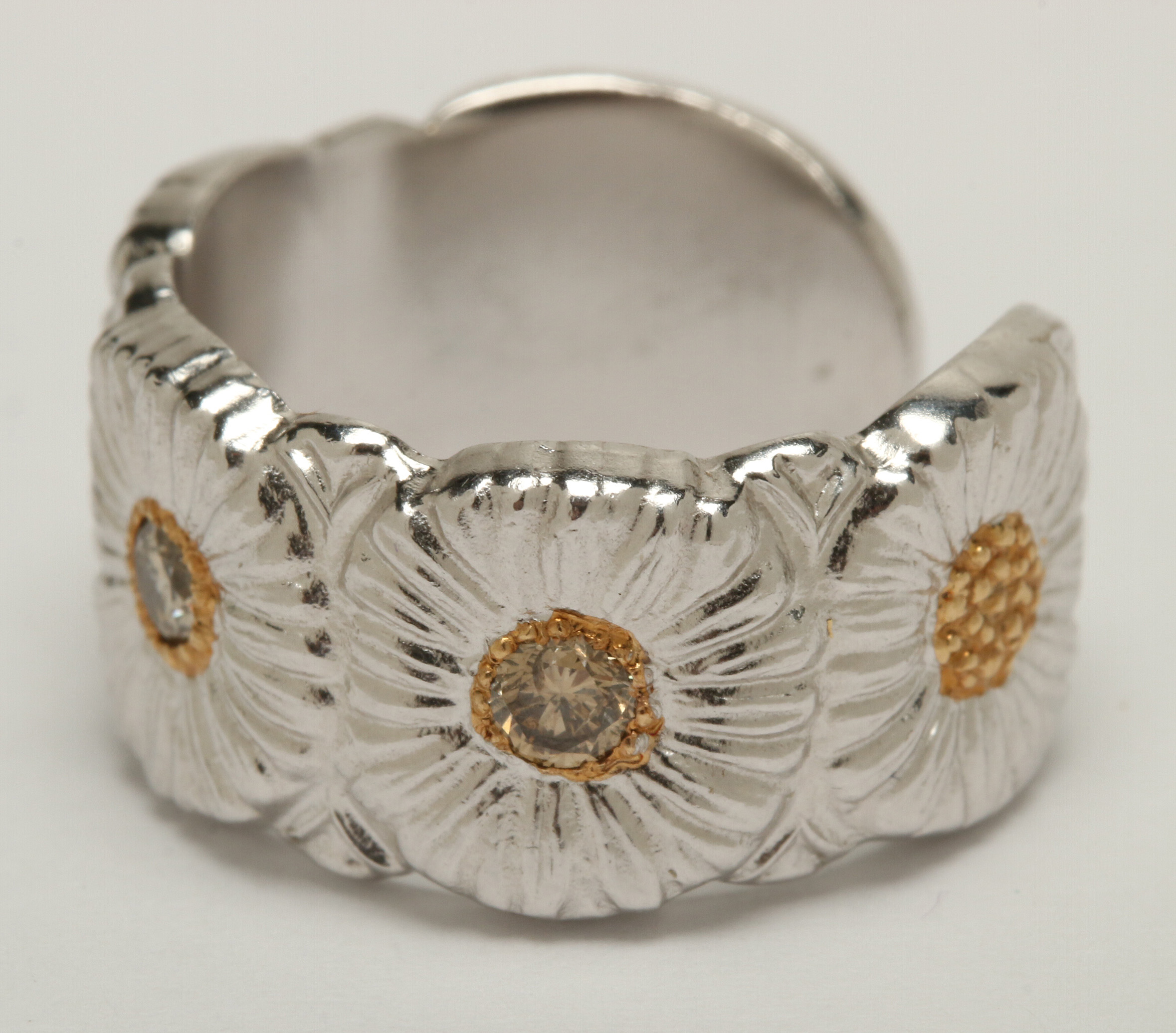 Buccellati Blossoms "Daisy Eternelle" Sterling Silver Diamond Ring