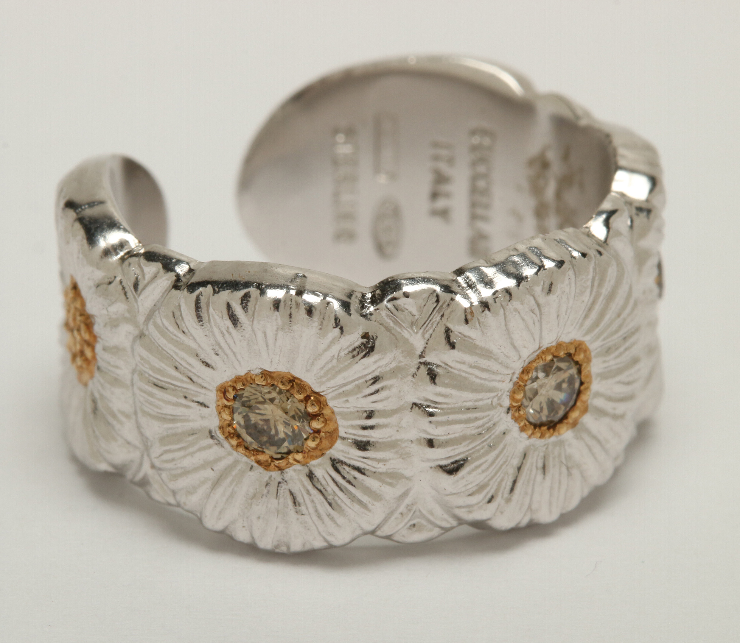 Buccellati Blossoms "Daisy Eternelle" Sterling Silver Diamond Ring