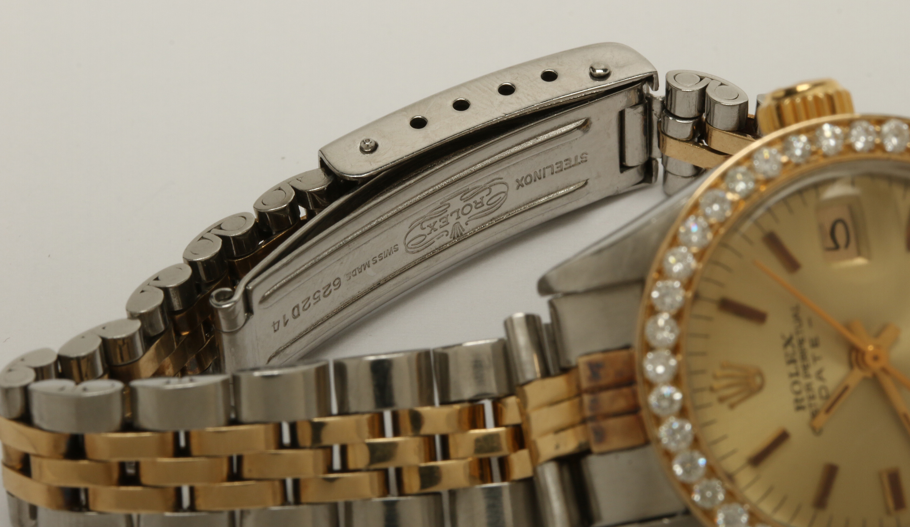 Rolex Date 18K Yellow Gold Watch With 1.00 CTW Diamond Bezel, 1973
