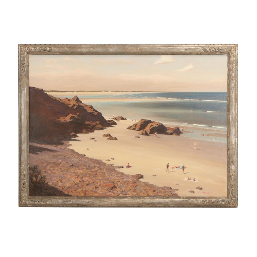 Edmond J. Fitzgerald Monumental Oil Painting "Ogunquit Beaches"
