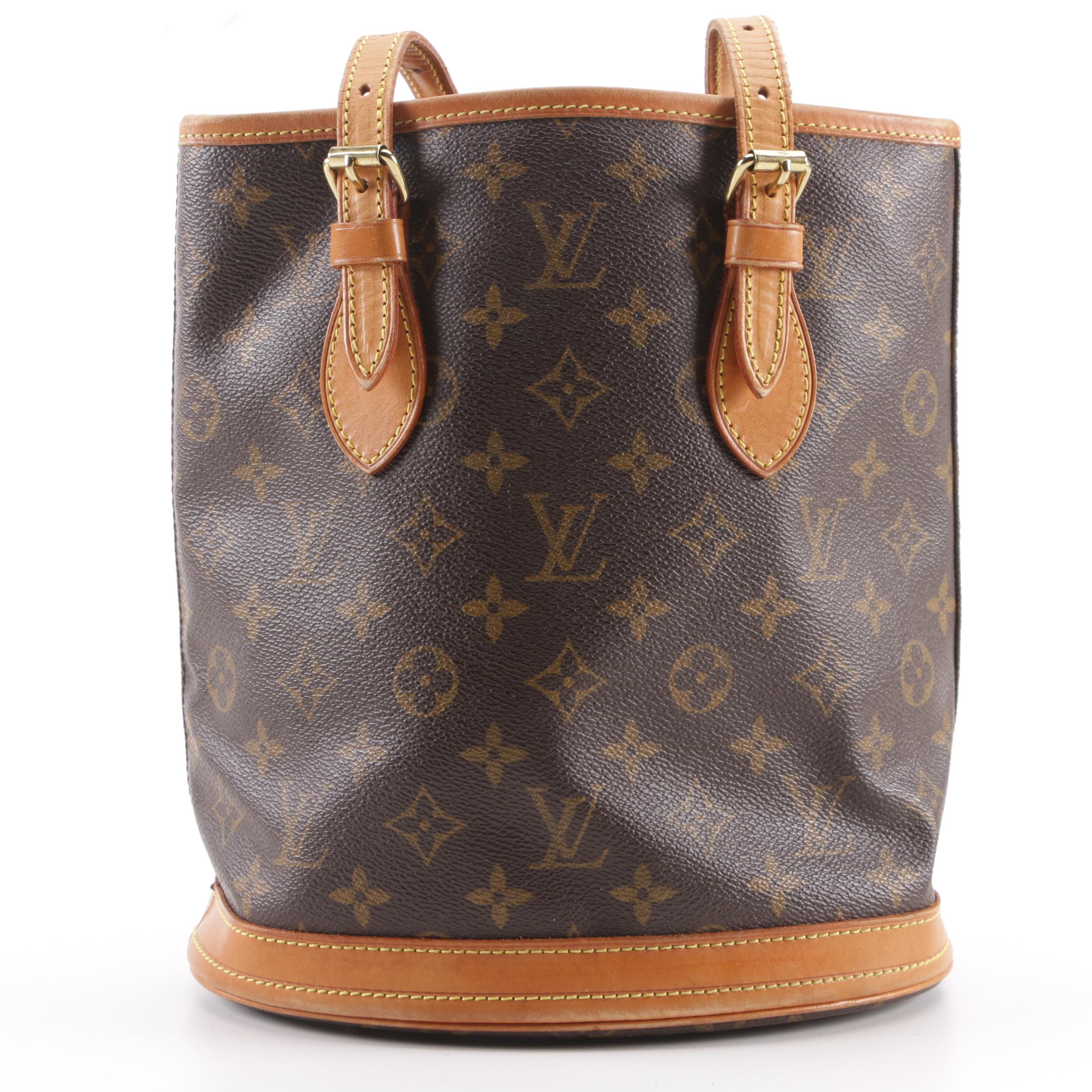 1997 Vintage Louis Vuitton Paris Monogram Canvas Marais PM Bucket Bag with Pouch