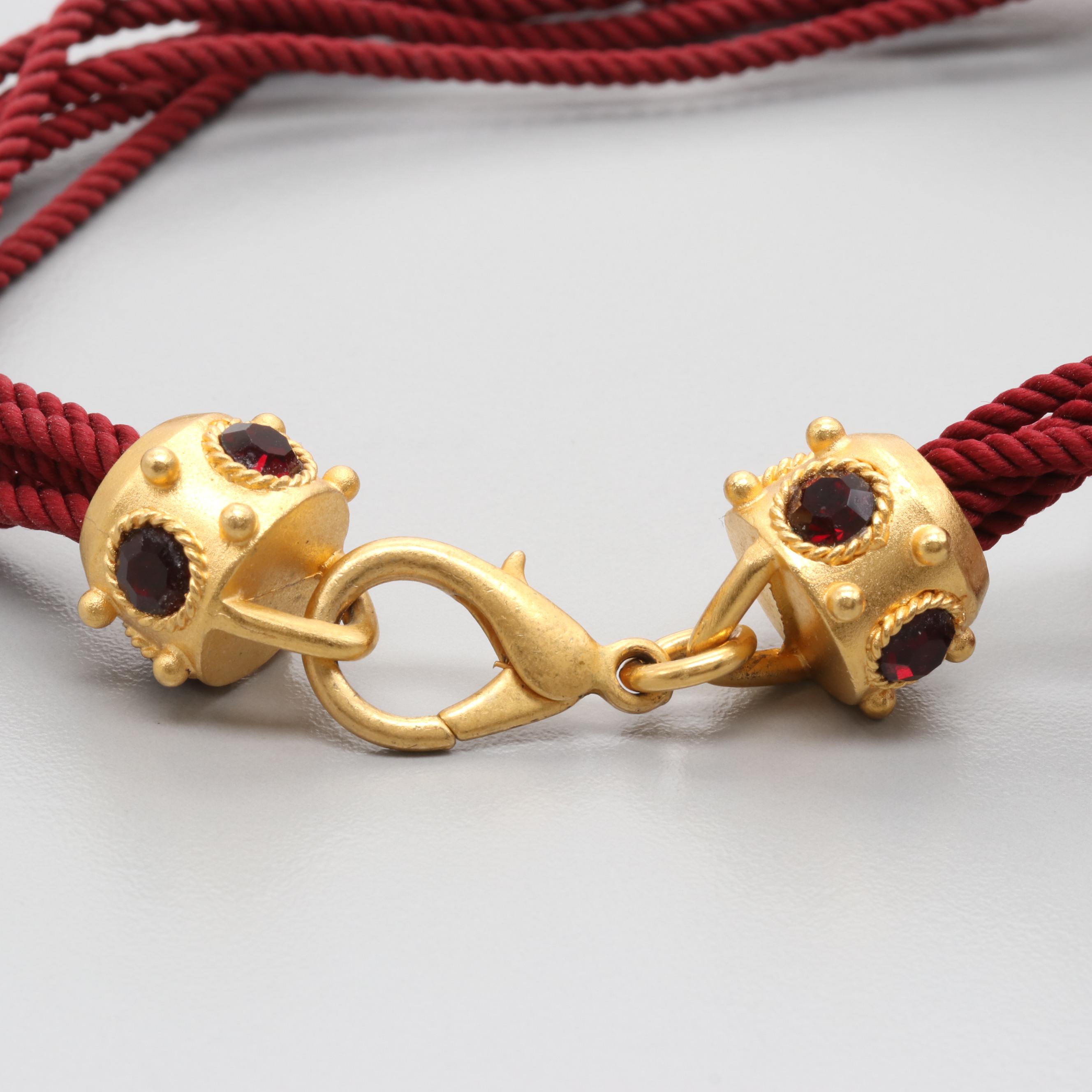 Vintage Linda Levinson Gold Tone Gemstone Roman Coin Necklace and Earring Set