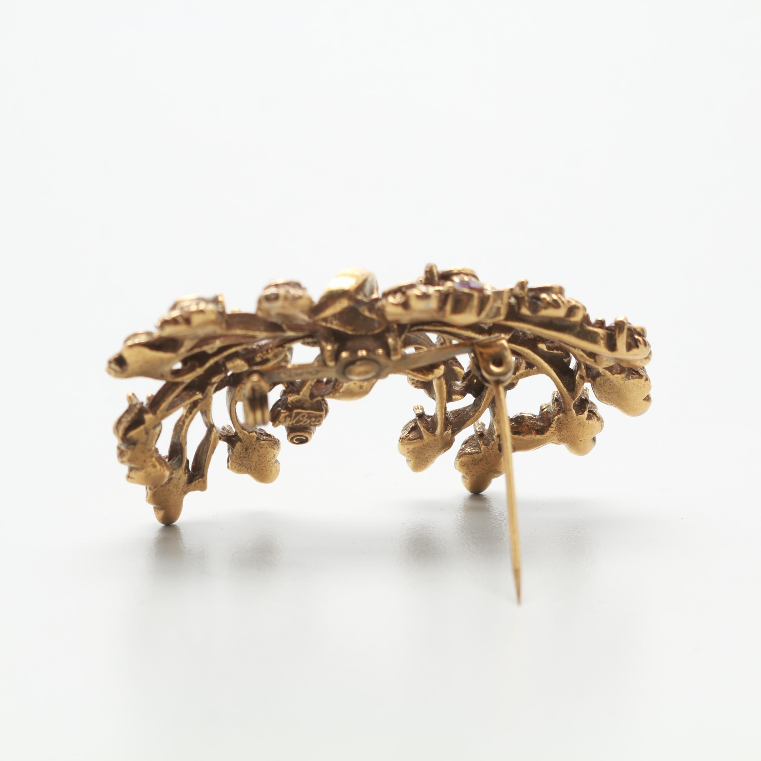 1960s Weiss and Coro Purple Rhinestone Brooch and Earrings