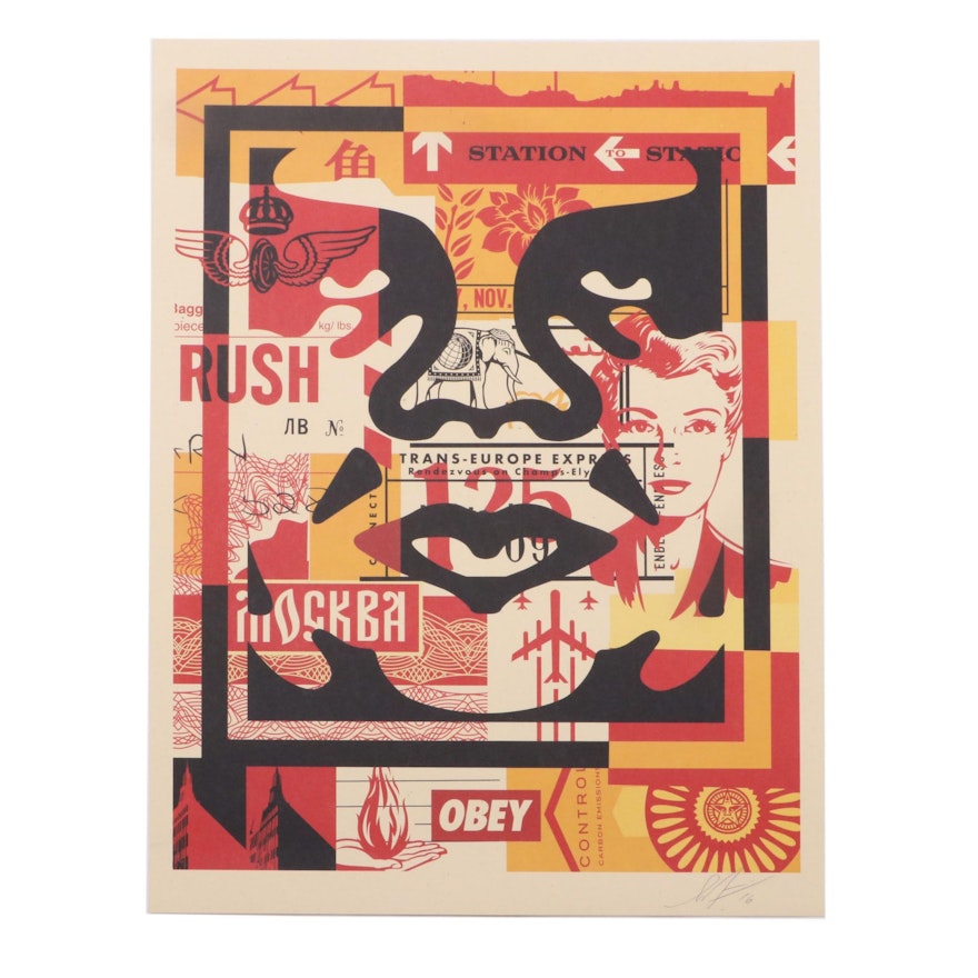 Shepard Fairey 2016 Signed Offset Print "Obey Face Collage"