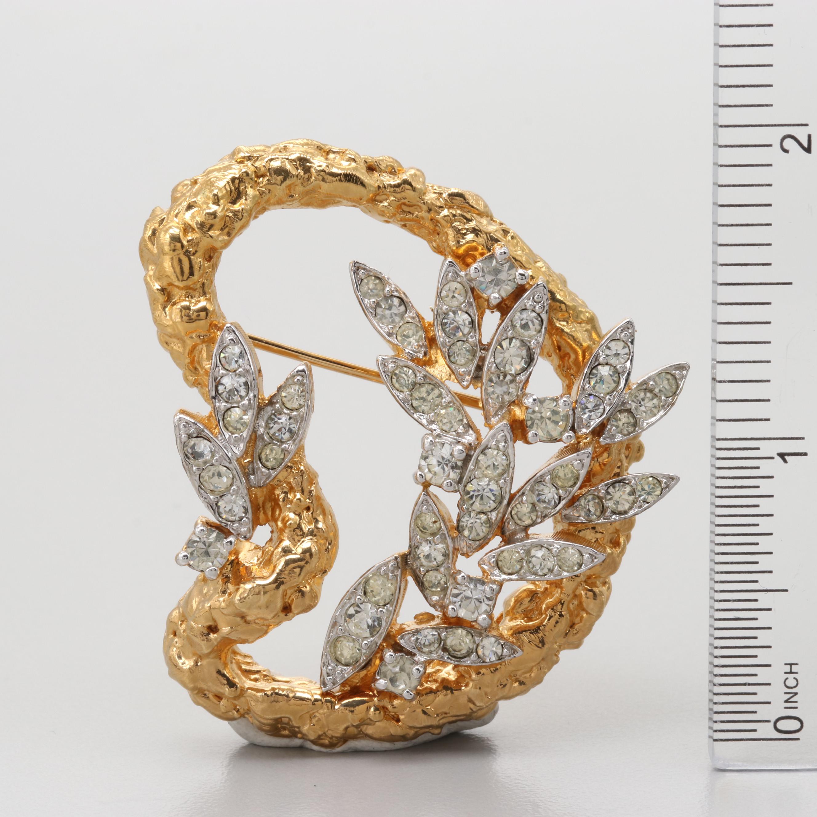 1980s Gold Tone Rhinestone Jewelry Including Ciner, Jomaz, Boucher, Panetta