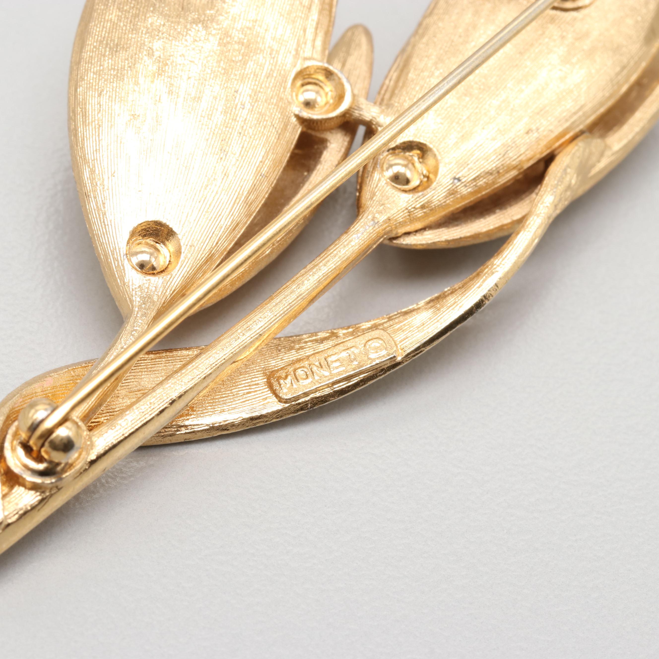 1980s Gold Tone Rhinestone Jewelry Including Ciner, Jomaz, Boucher, Panetta