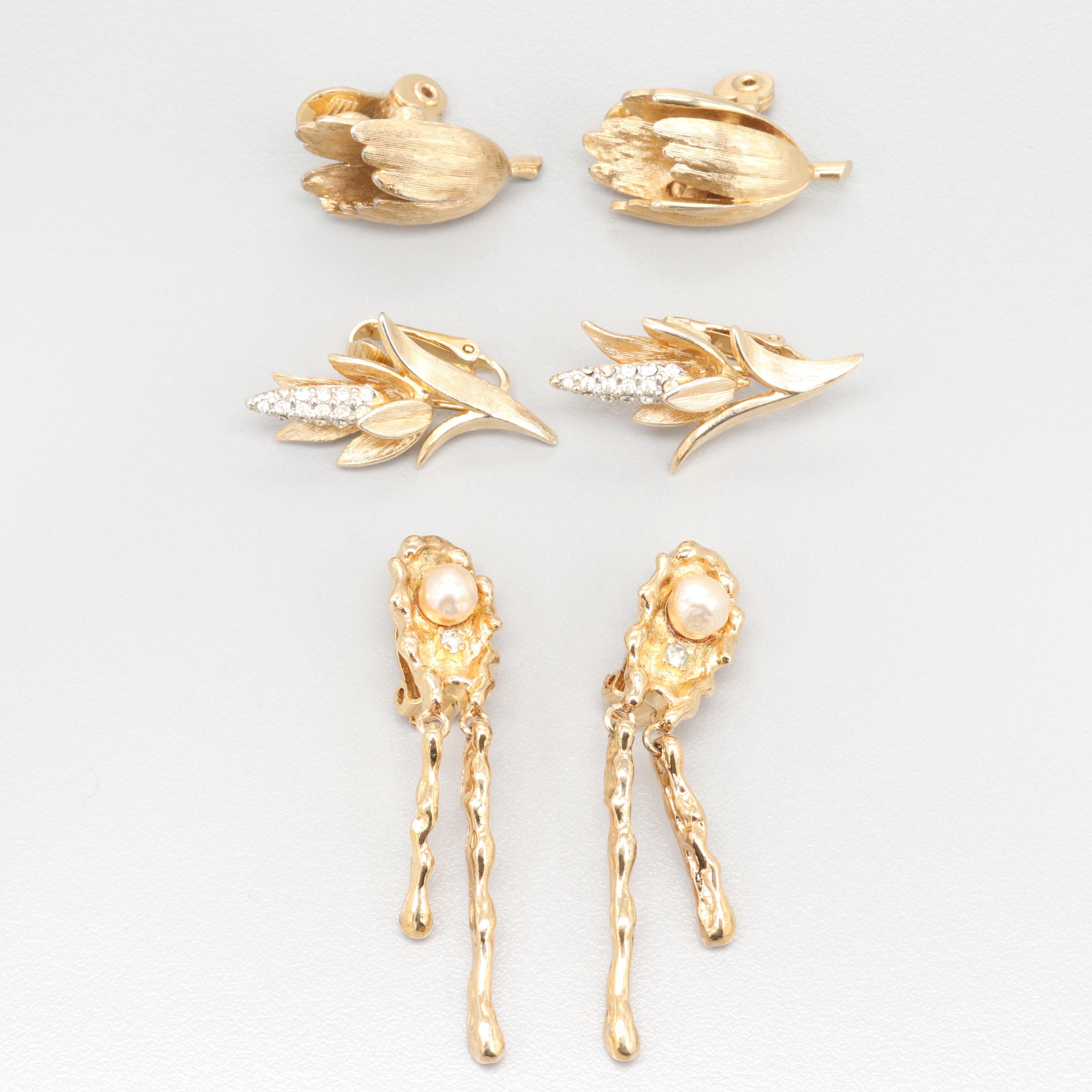 1980s Gold Tone Rhinestone Jewelry Including Ciner, Jomaz, Boucher, Panetta