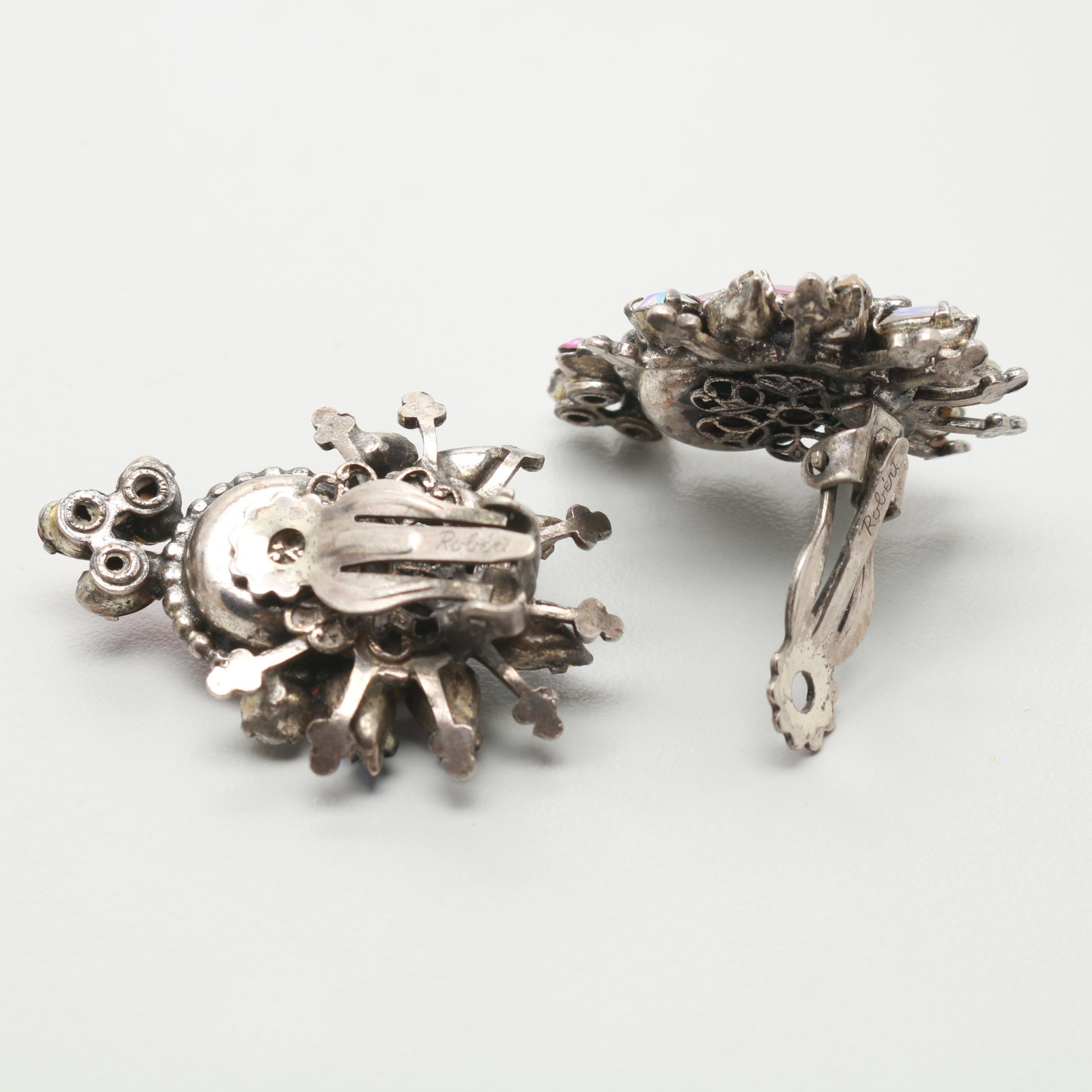 1950s Original by Robert Multicolored Rhinestone Demi Parure