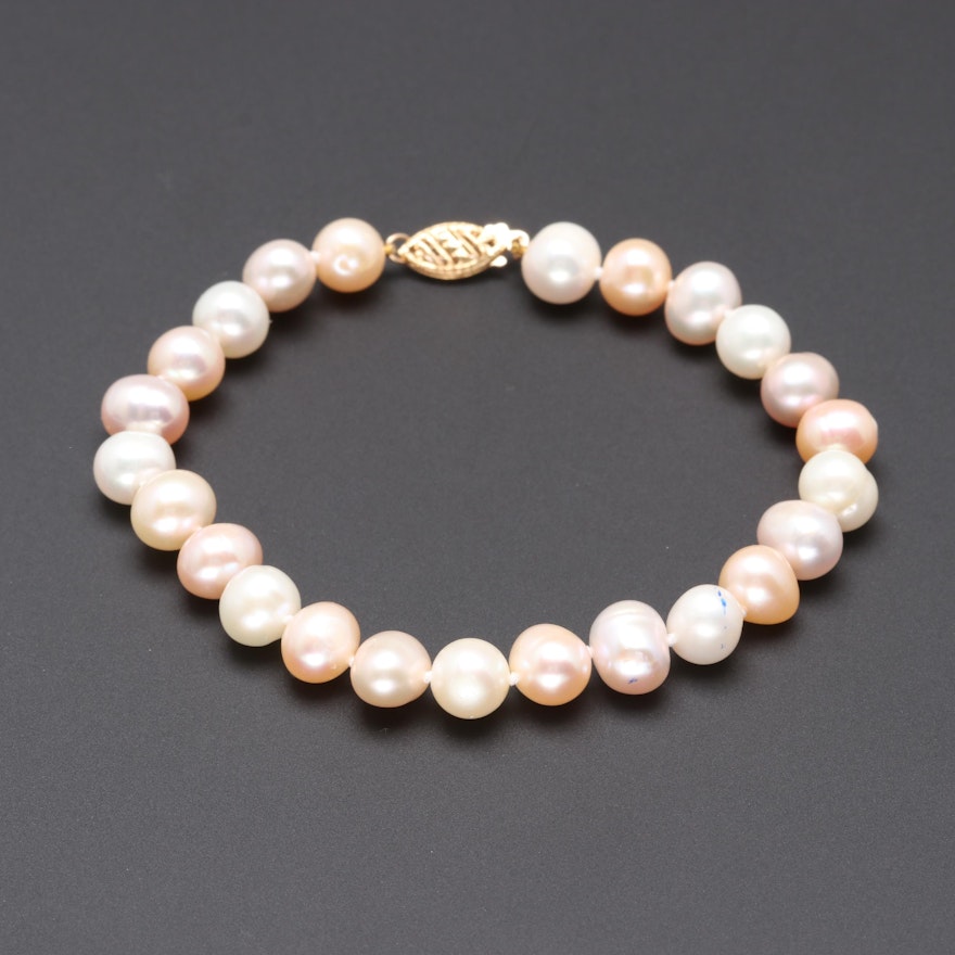 14K Yellow Gold Cultured Pearl Bracelet