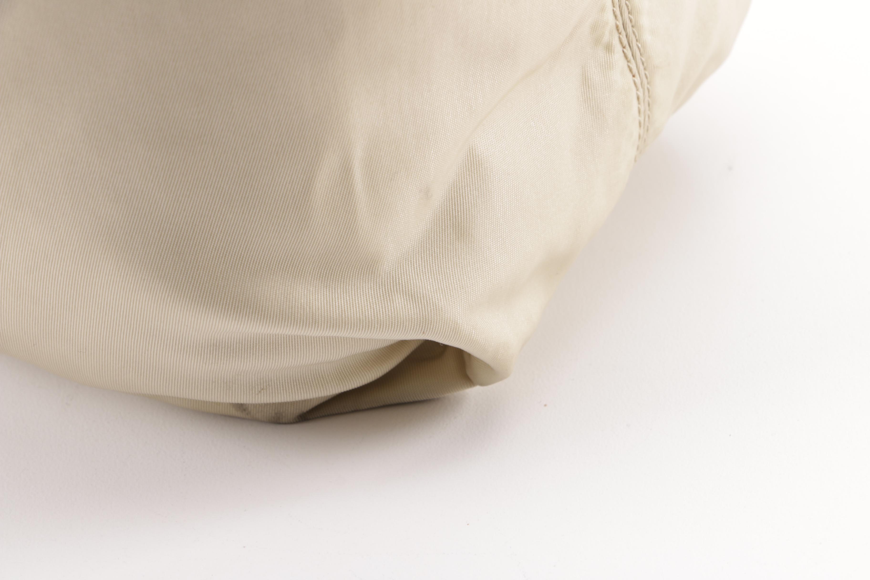 Prada Beige Nylon and Brown Leather Tote