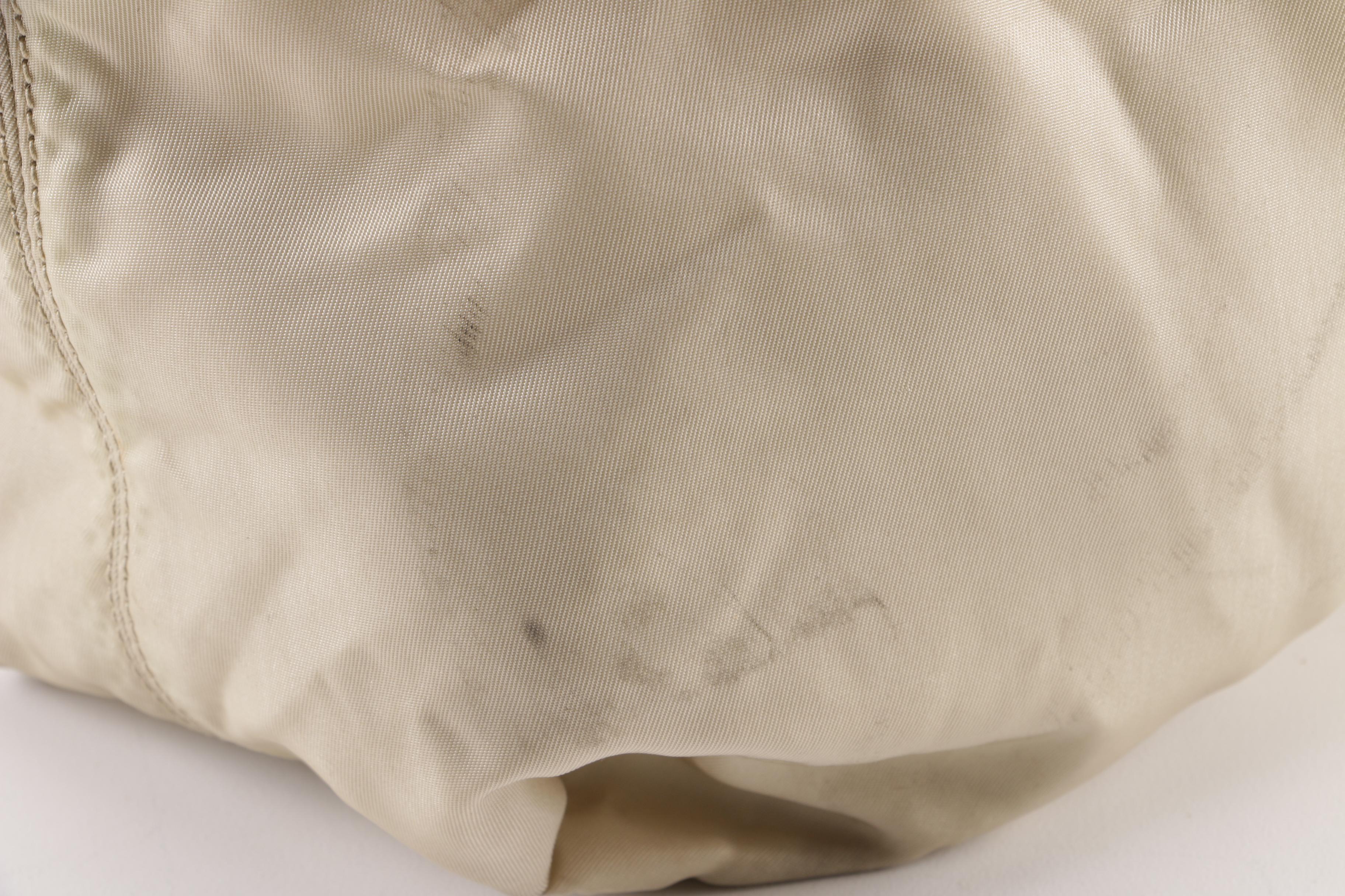 Prada Beige Nylon and Brown Leather Tote