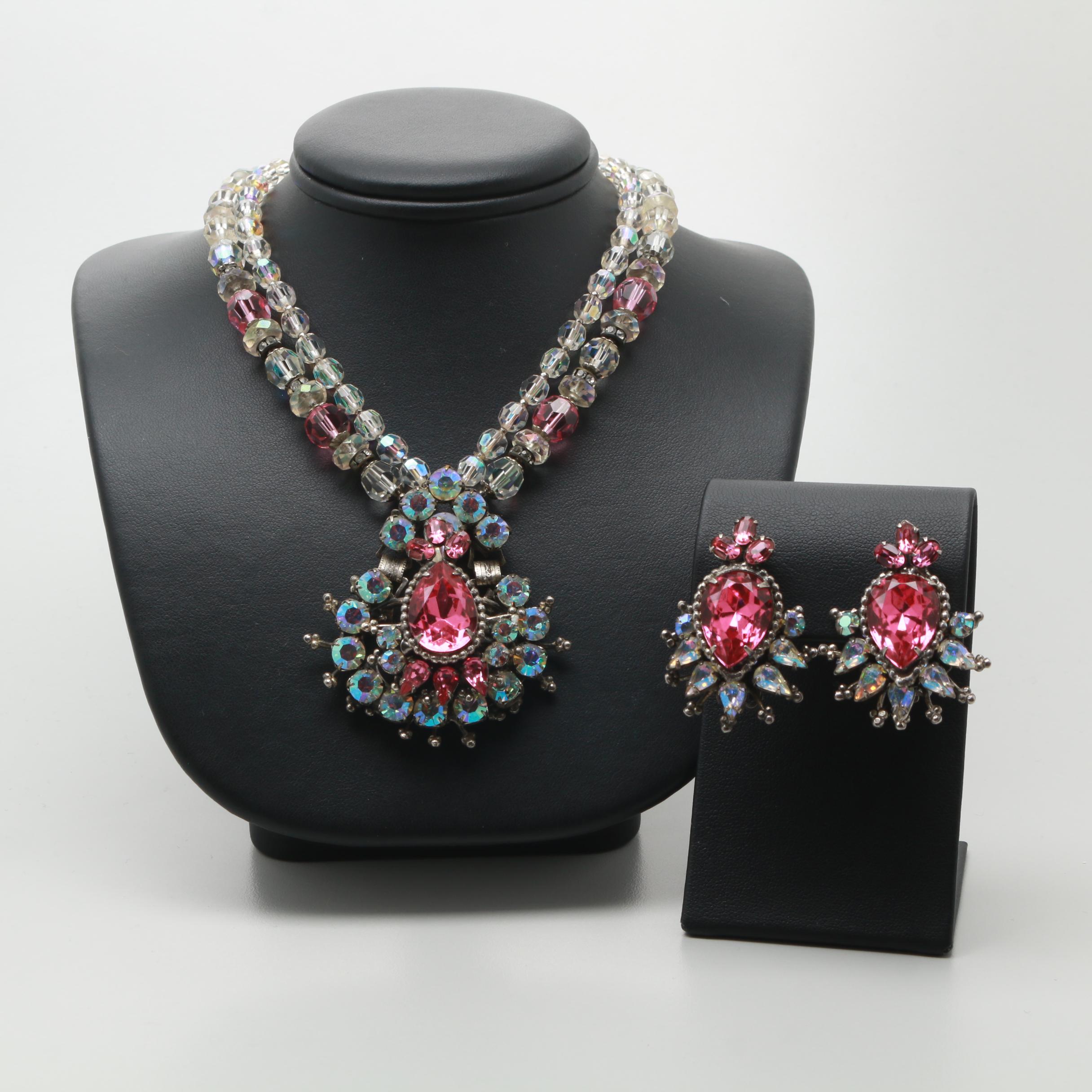 1950s Original by Robert Multicolored Rhinestone Demi Parure