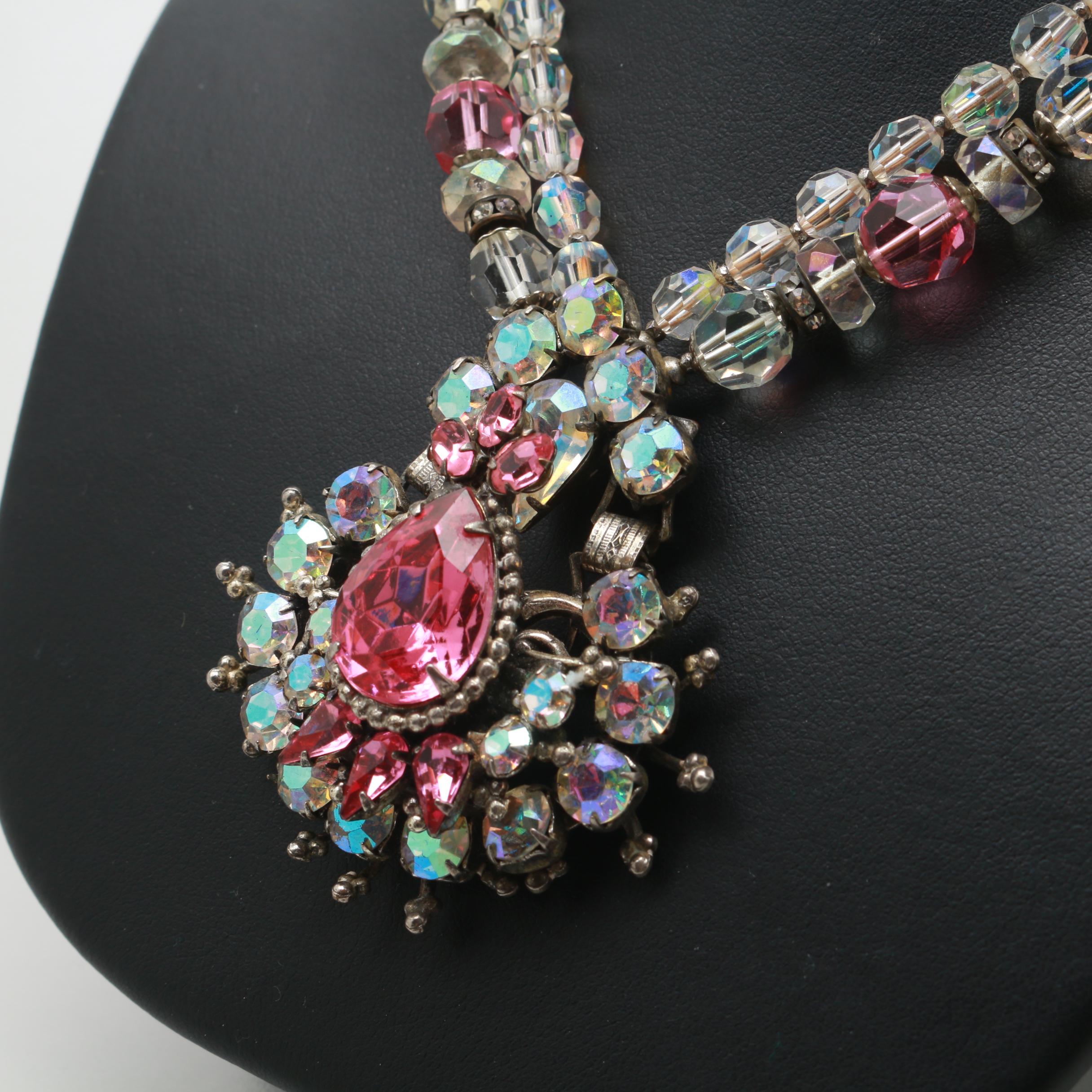 1950s Original by Robert Multicolored Rhinestone Demi Parure