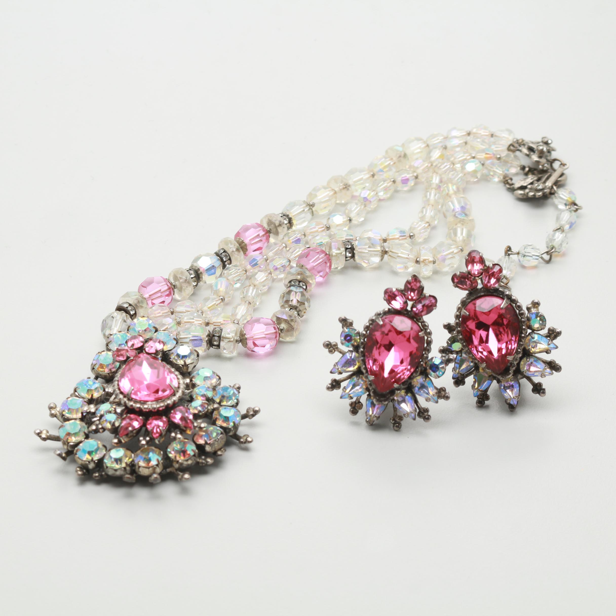 1950s Original by Robert Multicolored Rhinestone Demi Parure