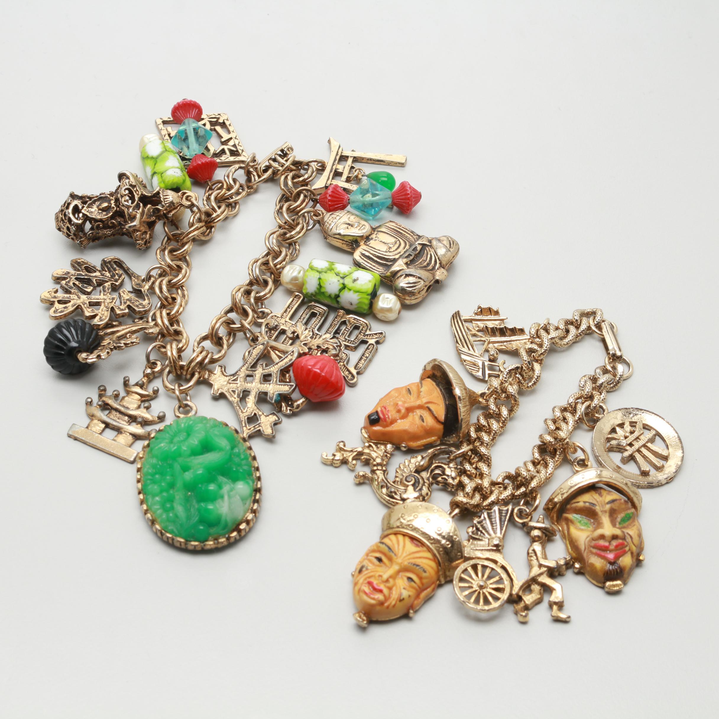 1960s Far East Themed Charm Bracelets