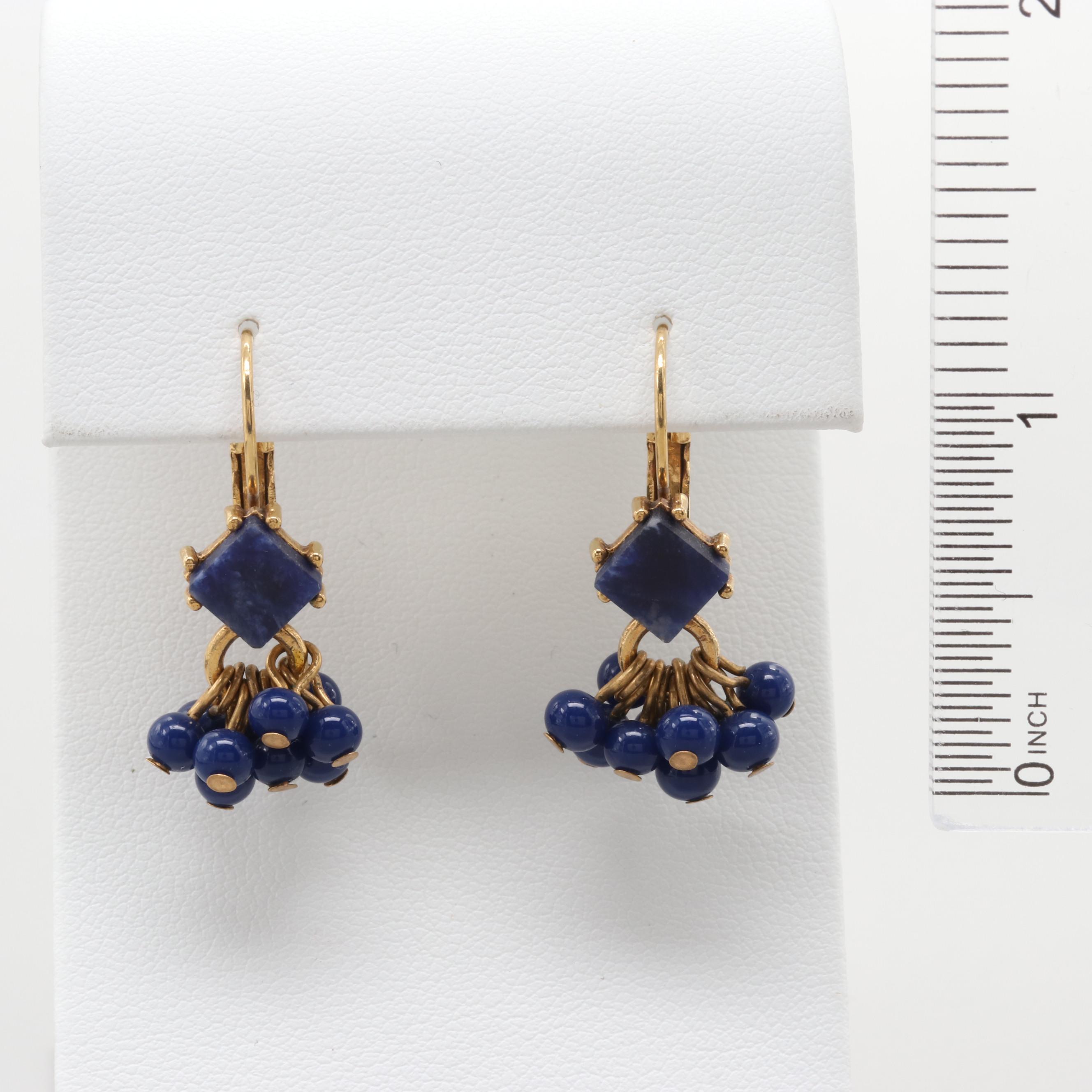 Vintage Sodalite Vermeil Dangle Earrings