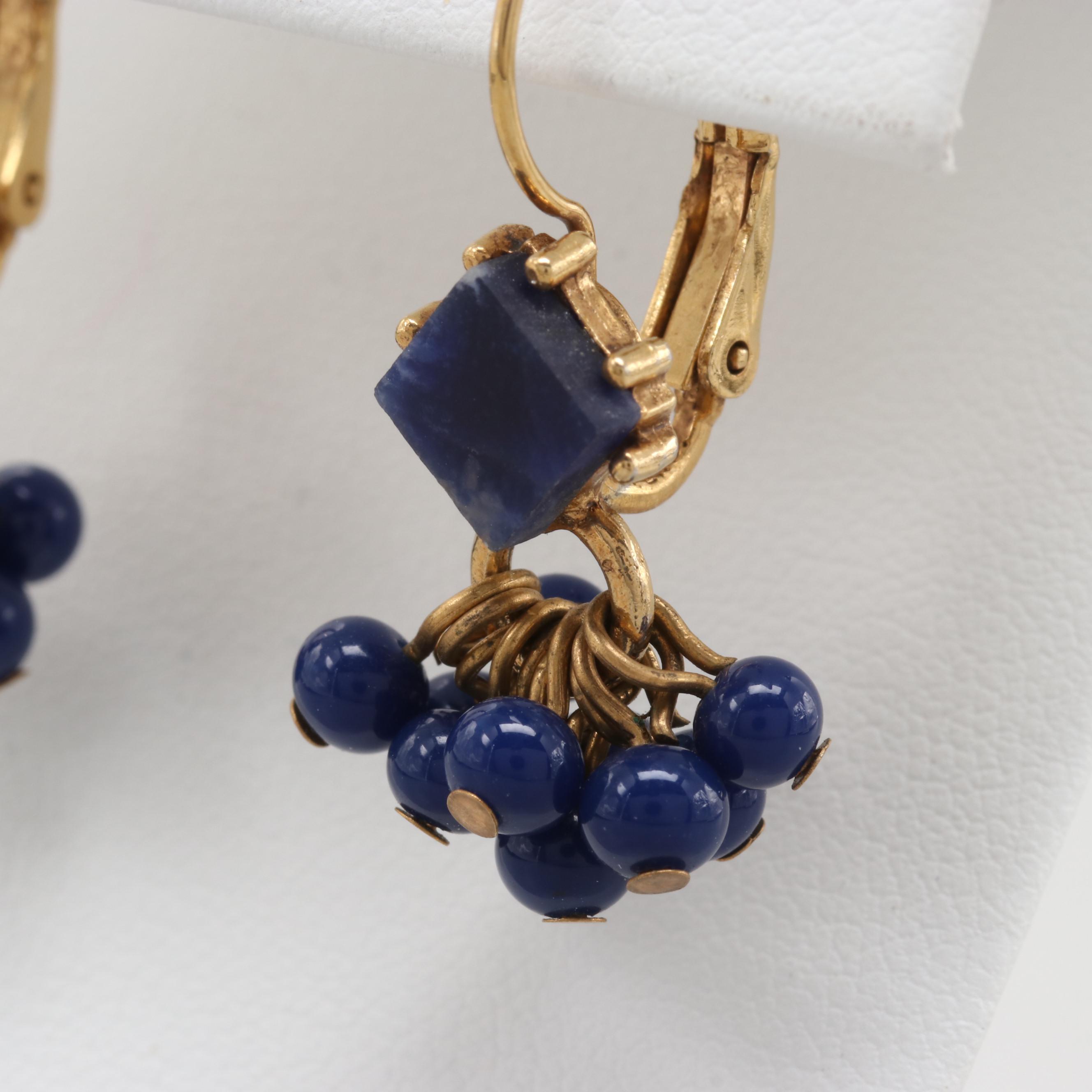 Vintage Sodalite Vermeil Dangle Earrings