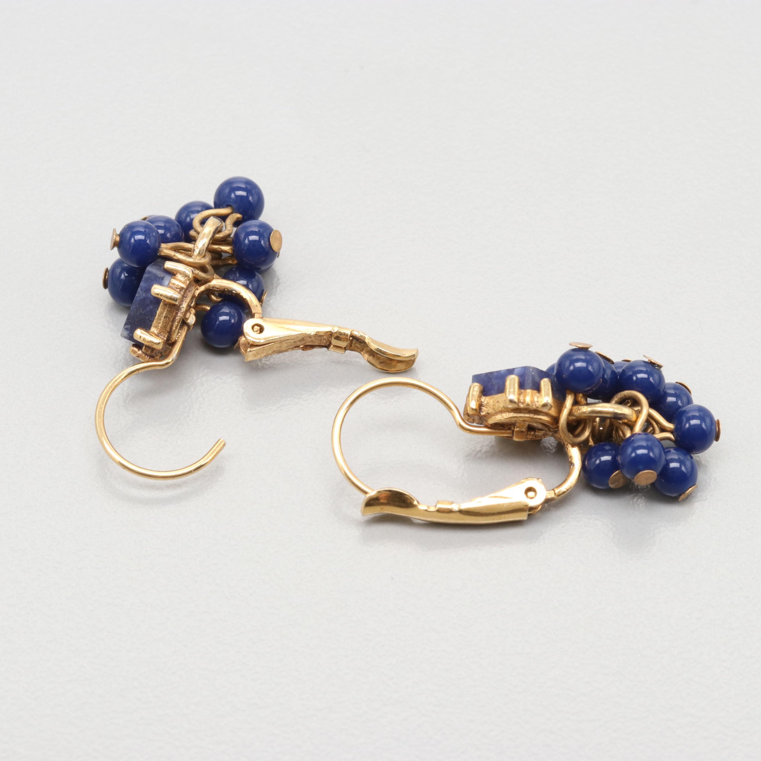 Vintage Sodalite Vermeil Dangle Earrings
