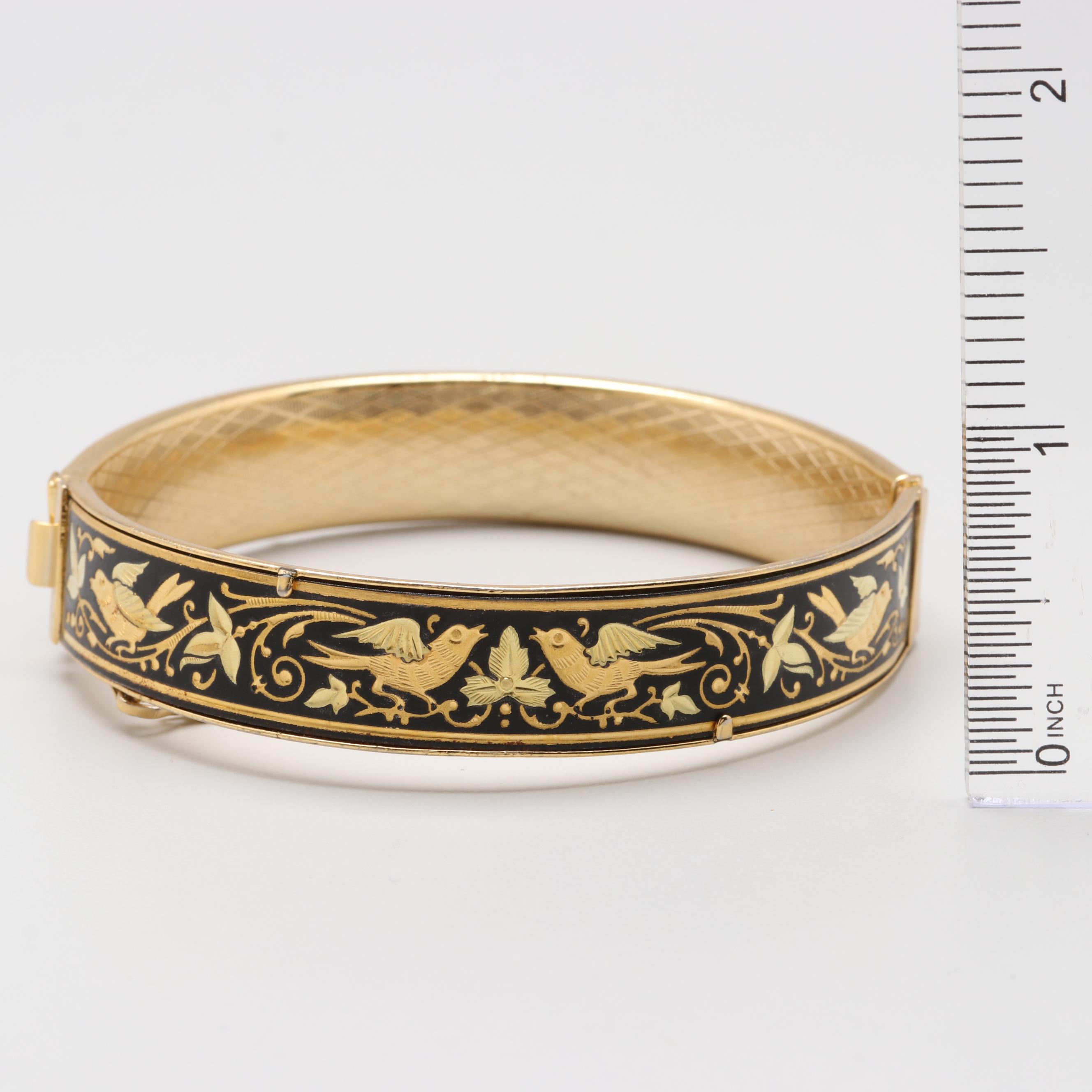 Gold Tone Enamel Bracelets, Cufflinks and Earring Assortment