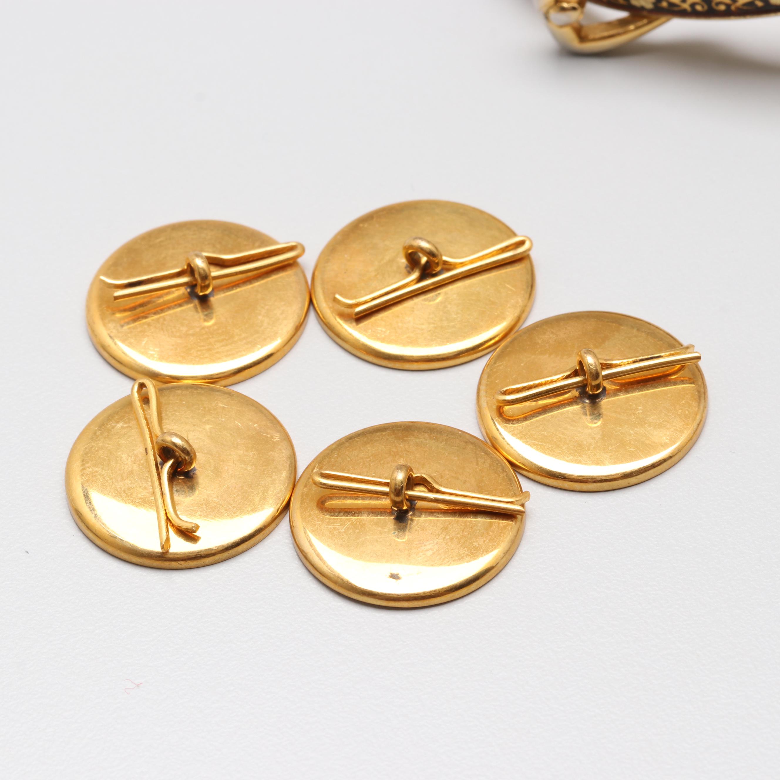 Gold Tone Enamel Bracelets, Cufflinks and Earring Assortment